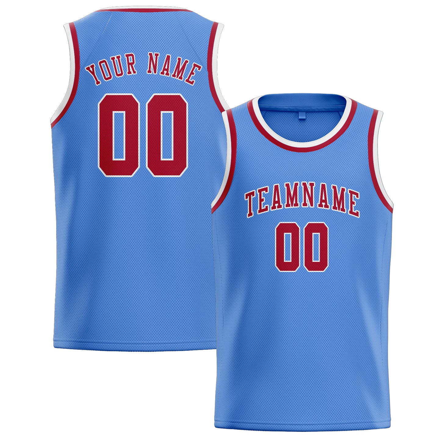 Maillot de basketball personnalisé bleu clair et rouge