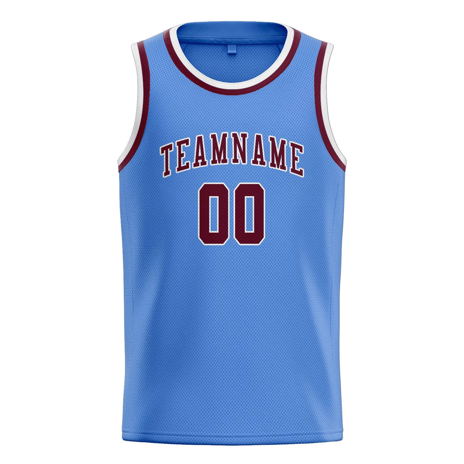 Maillot de basketball personnalisé bleu clair et rouge cramoisi