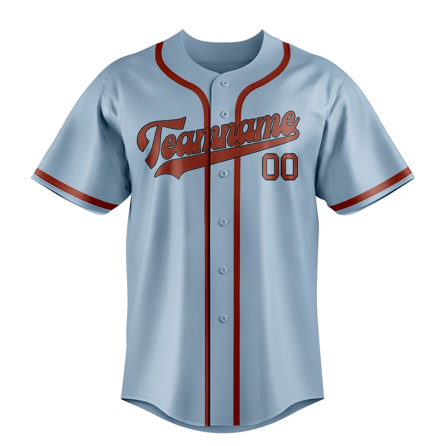 Maillot de baseball personnalisé bleu clair corail rouge