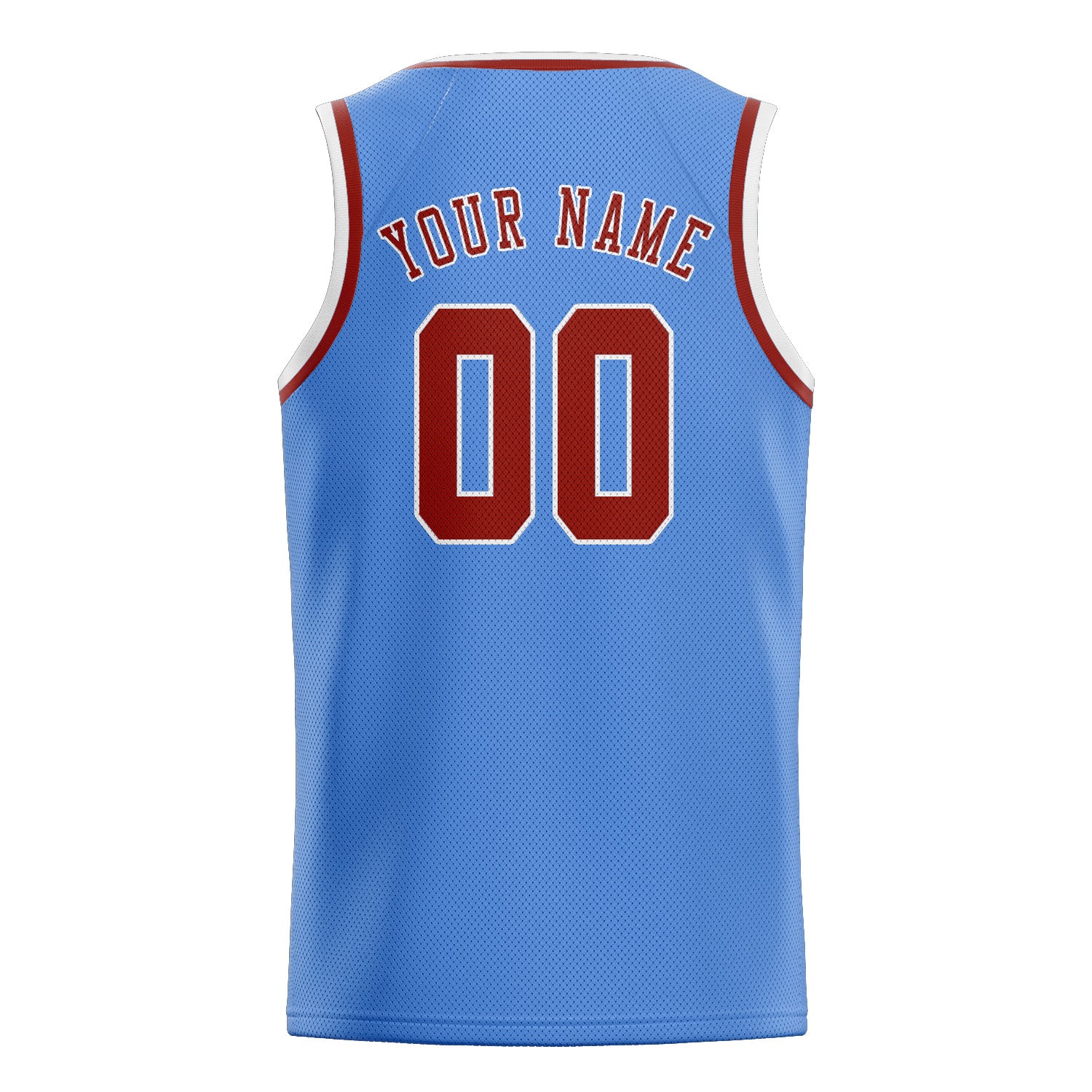 Maillot de basketball personnalisé bleu clair corail rouge