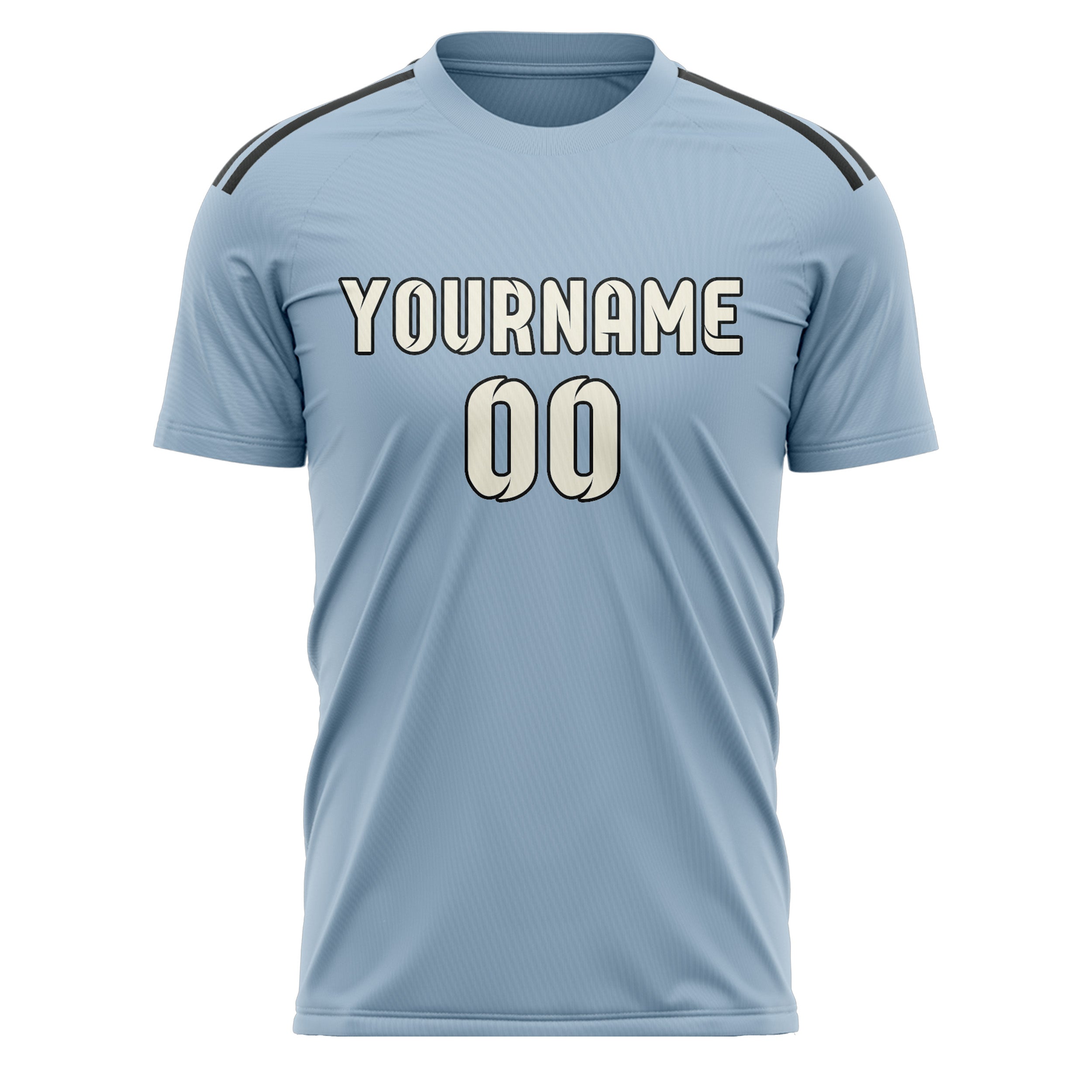 Custom Light Blue Cream Soccer Jersey