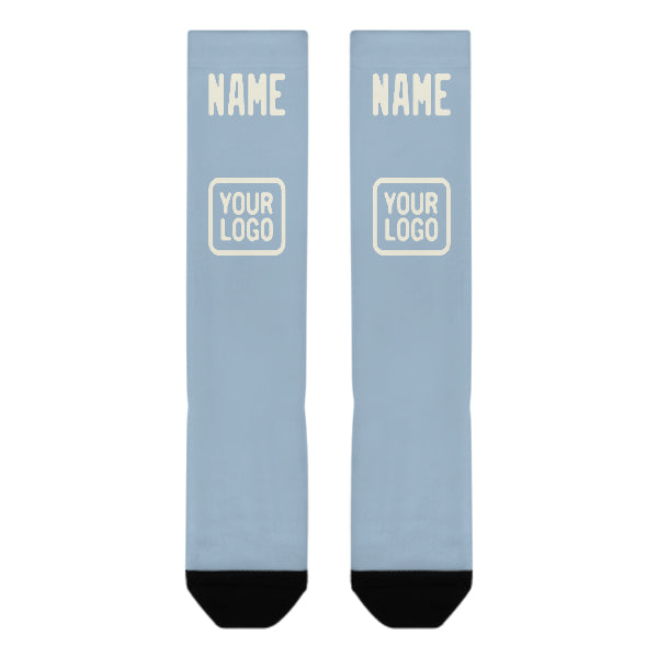 Chaussettes hautes personnalisées bleu clair et crème