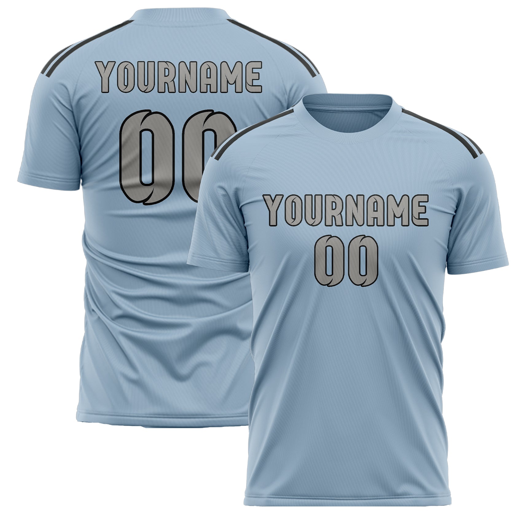 Custom Light Blue Gray Soccer Jersey