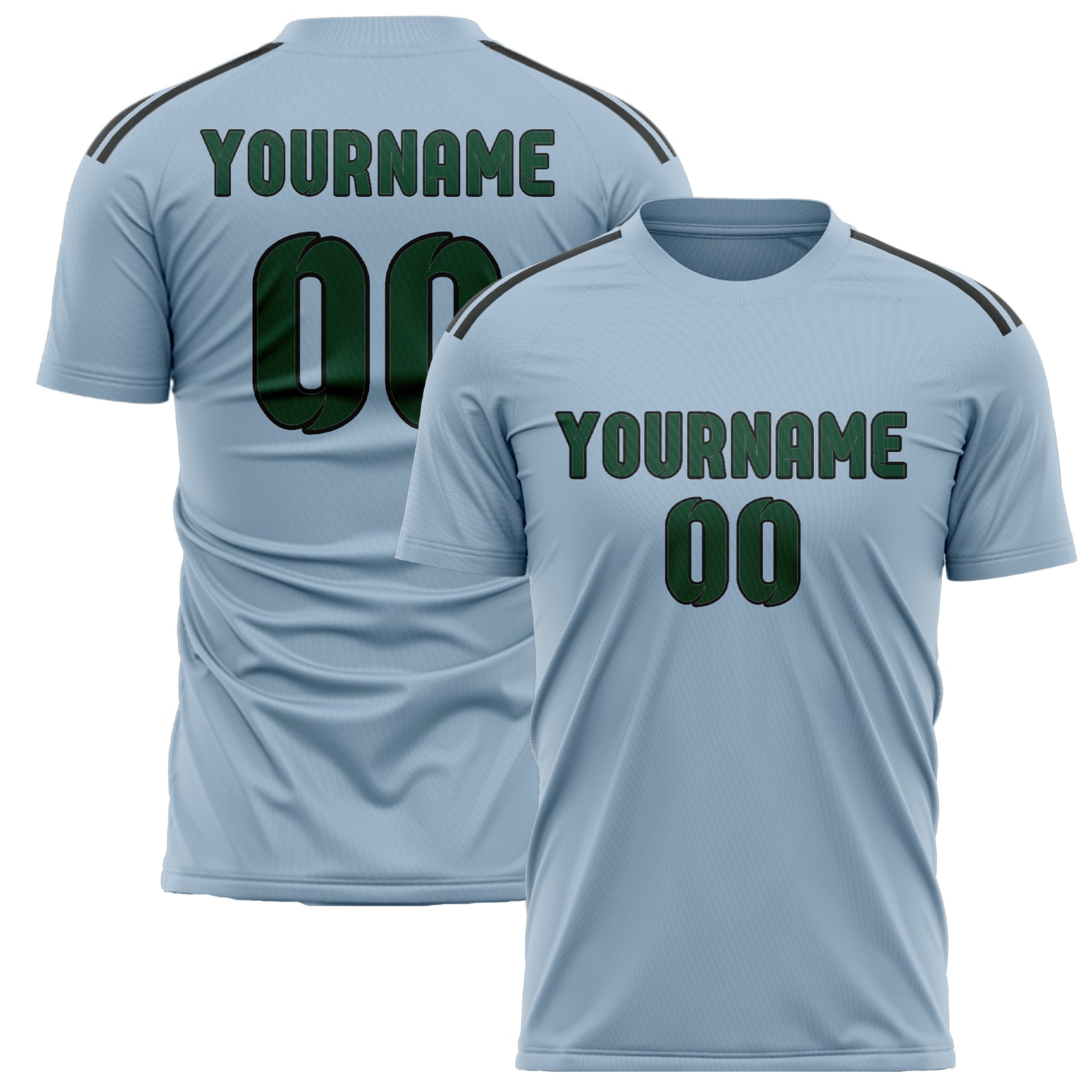 Custom Light Blue Green Soccer Jersey