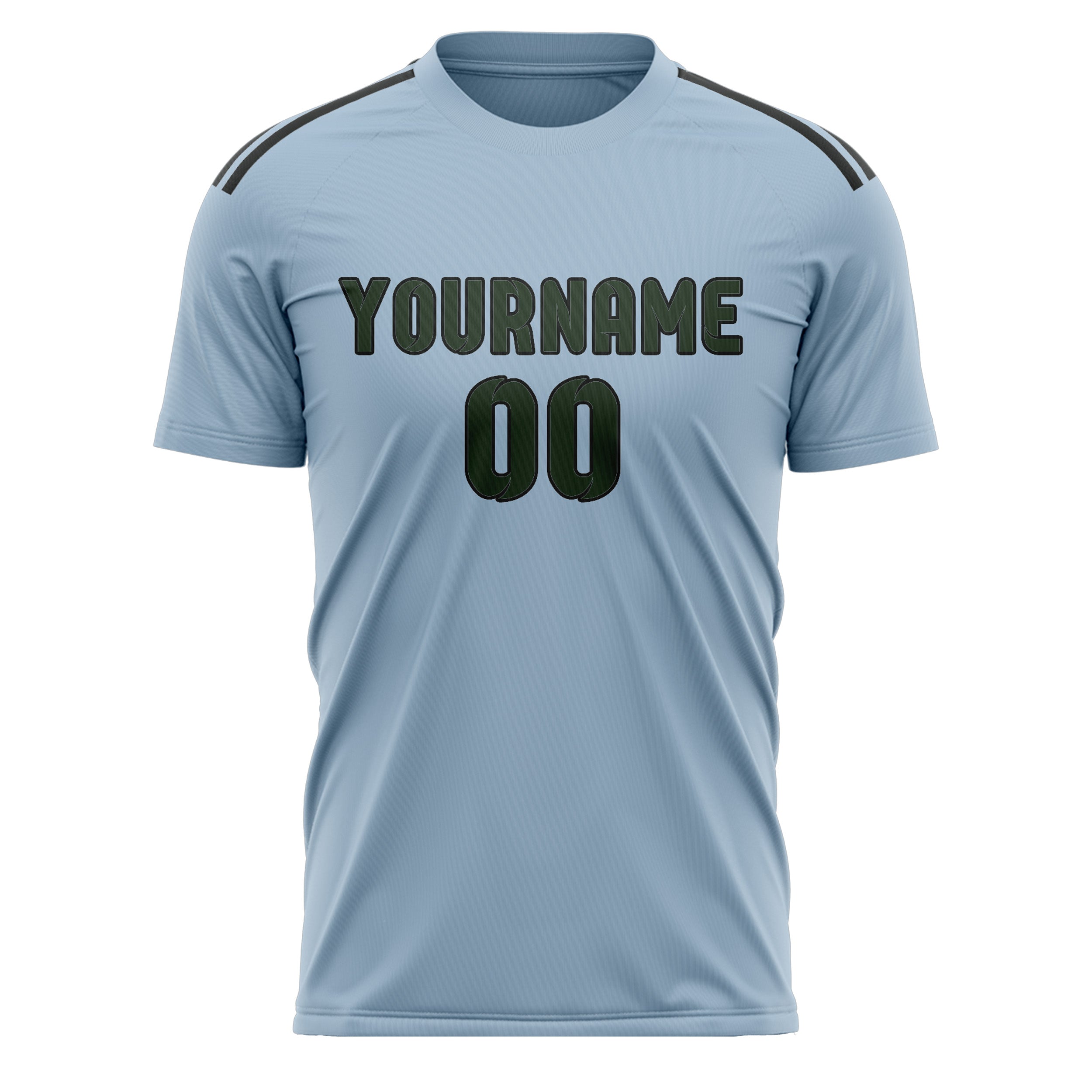 Custom Light Blue Dark Green Soccer Jersey