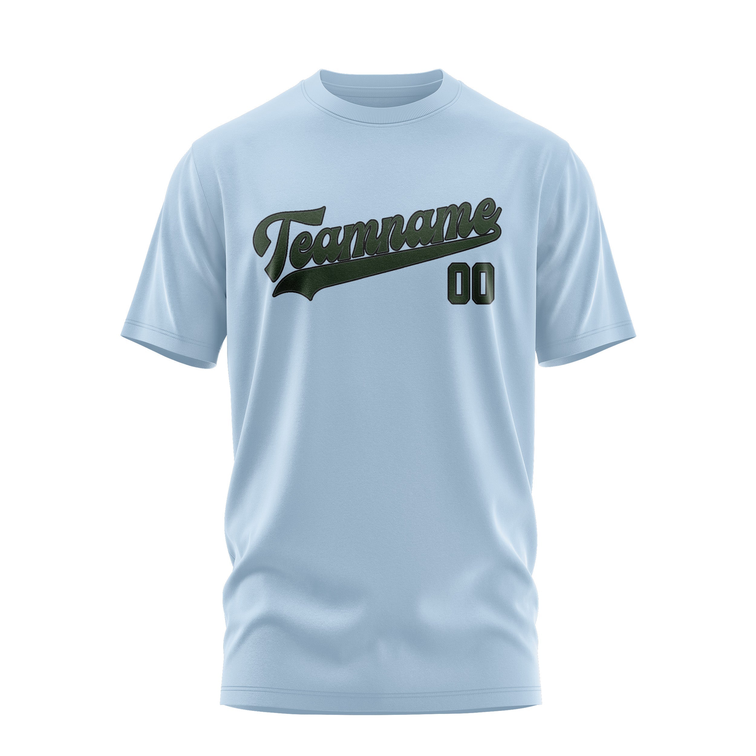 T-shirt personnalisé bleu clair et vert foncé