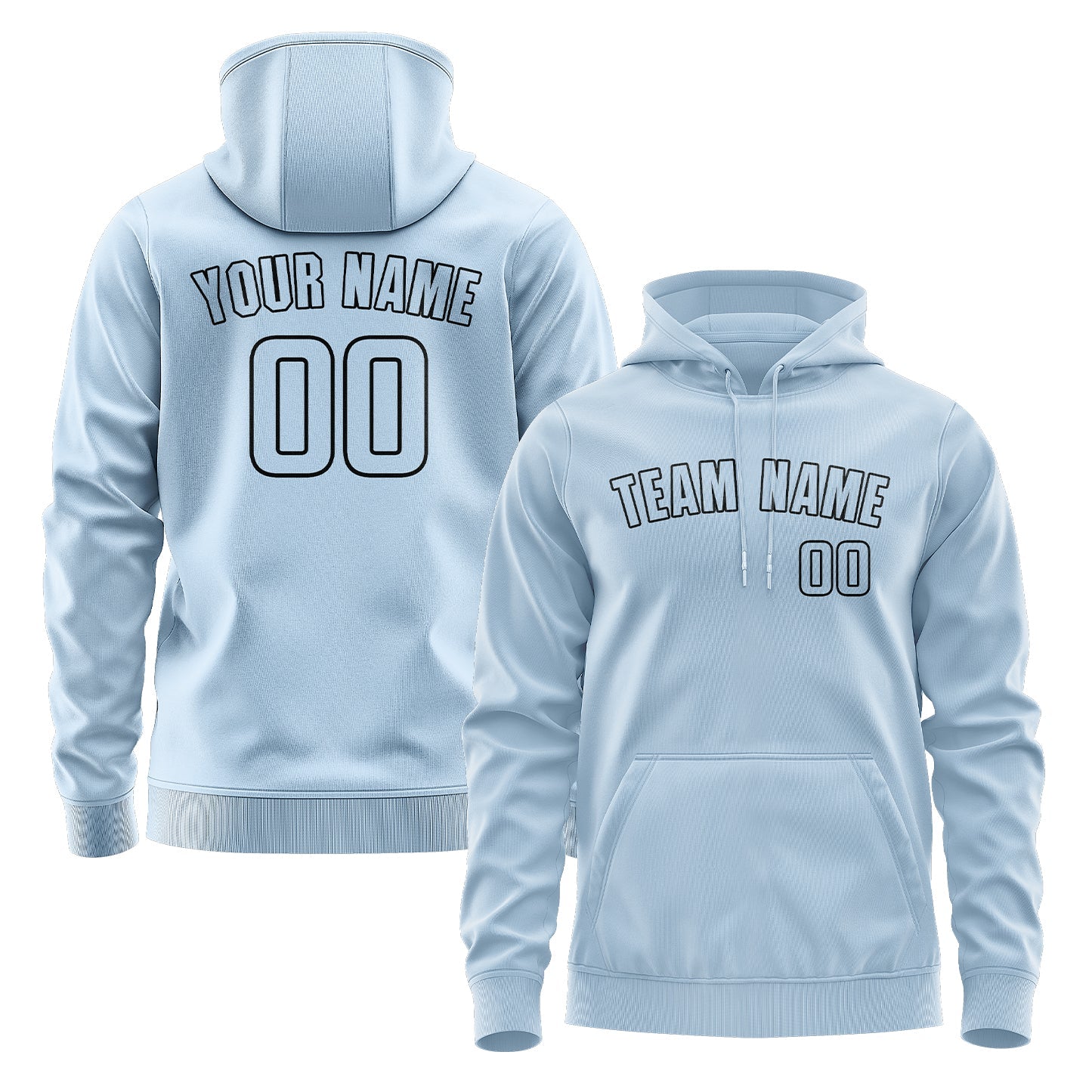 Sweat à capuche bleu clair personnalisé 