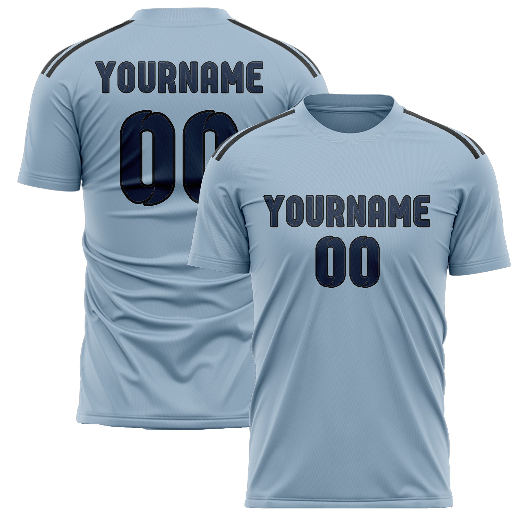 Custom Light Blue Blue Soccer Jersey