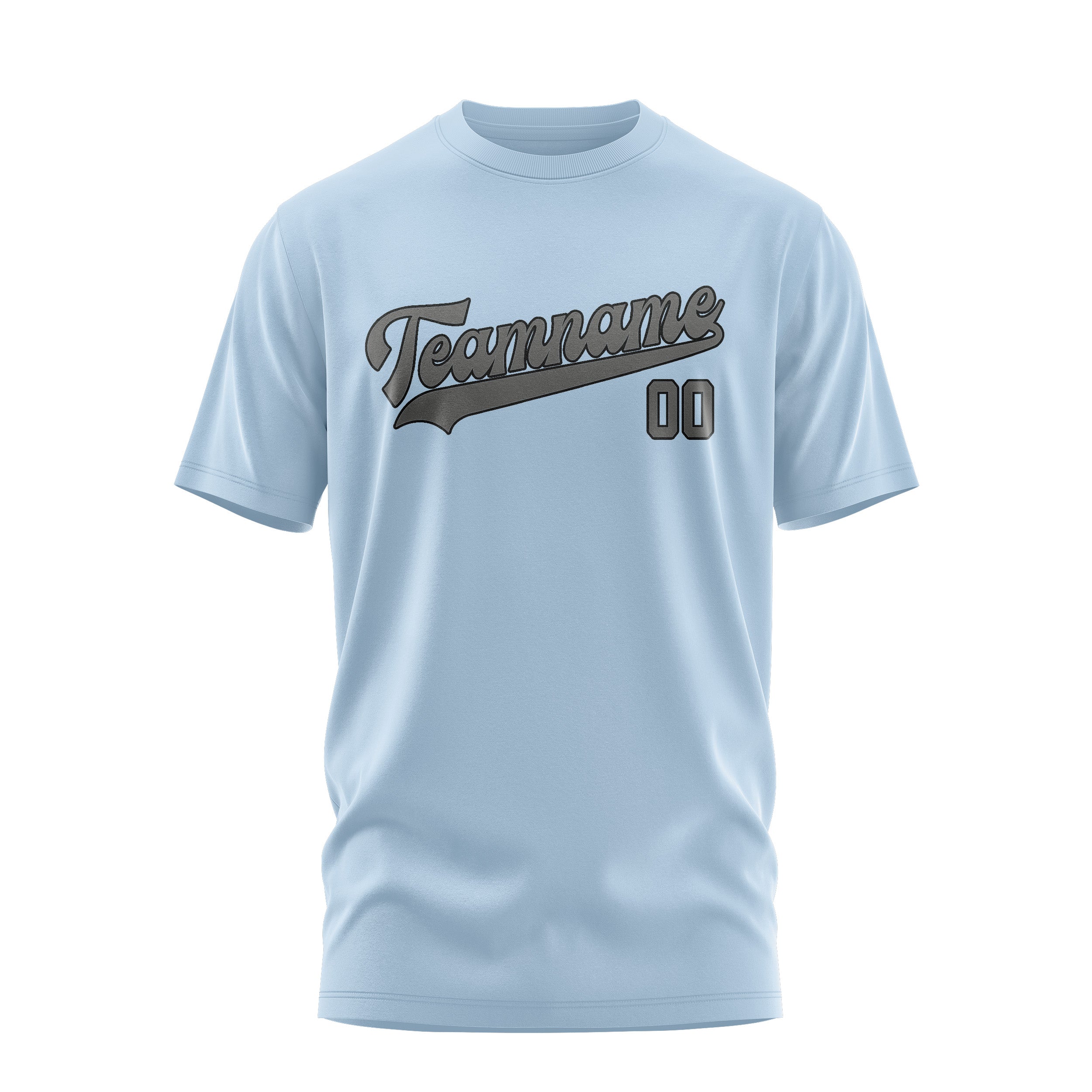 T-shirt personnalisé bleu clair et gris foncé