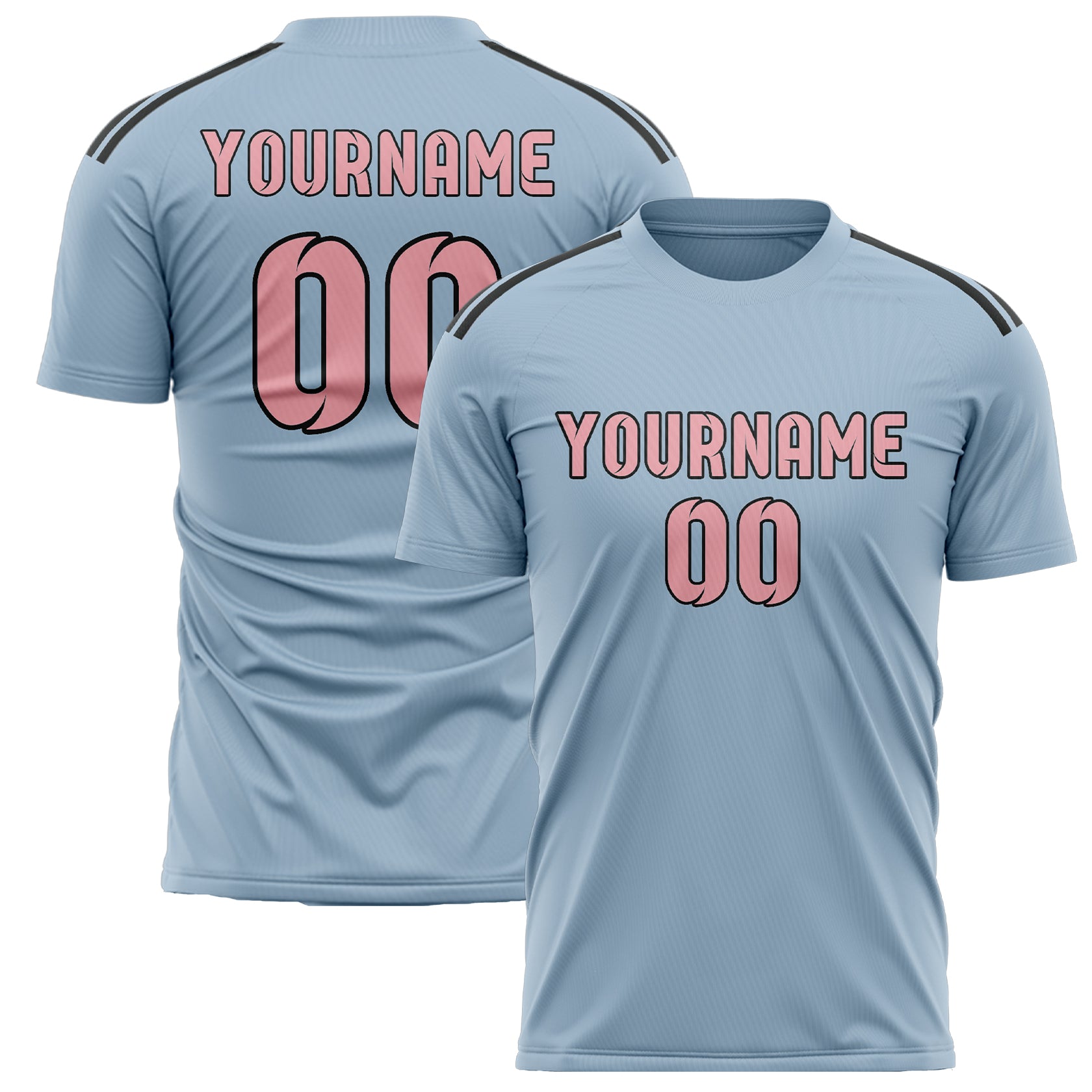 Maillot de football personnalisé bleu clair et rose clair