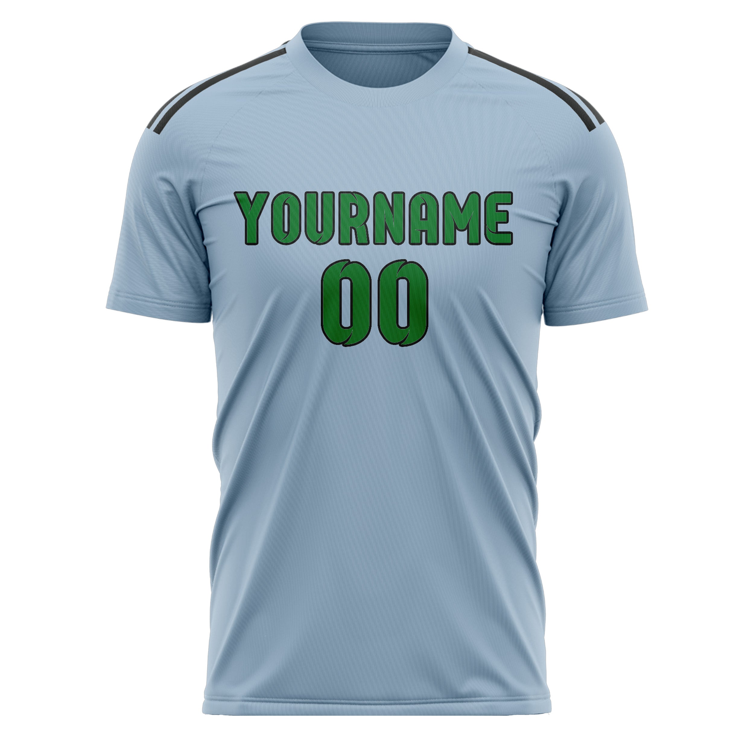 Maillot de football personnalisé bleu clair et vert émeraude