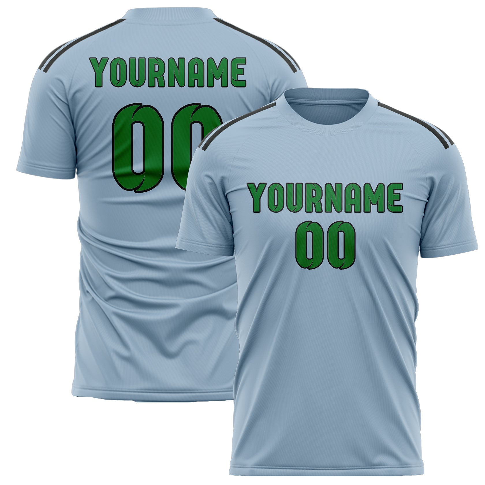 Maillot de football personnalisé bleu clair et vert émeraude