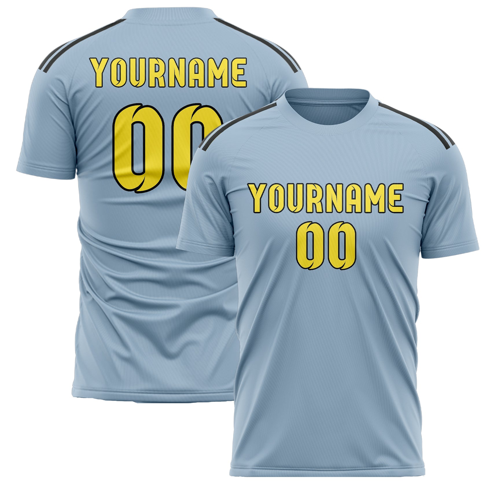 Maillot de football personnalisé bleu clair et jaune clair