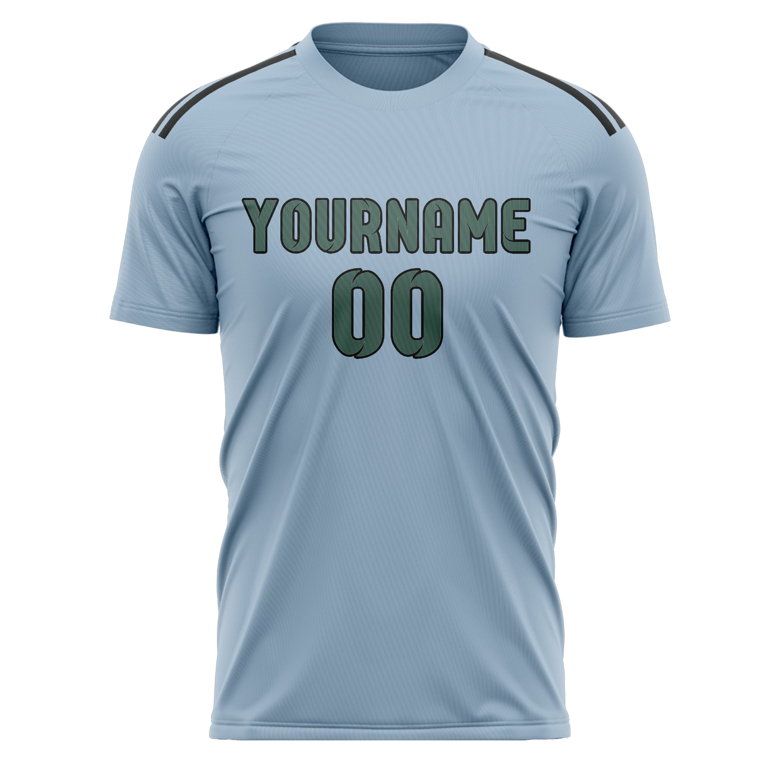 Maillot de football personnalisé bleu clair, bleu et vert