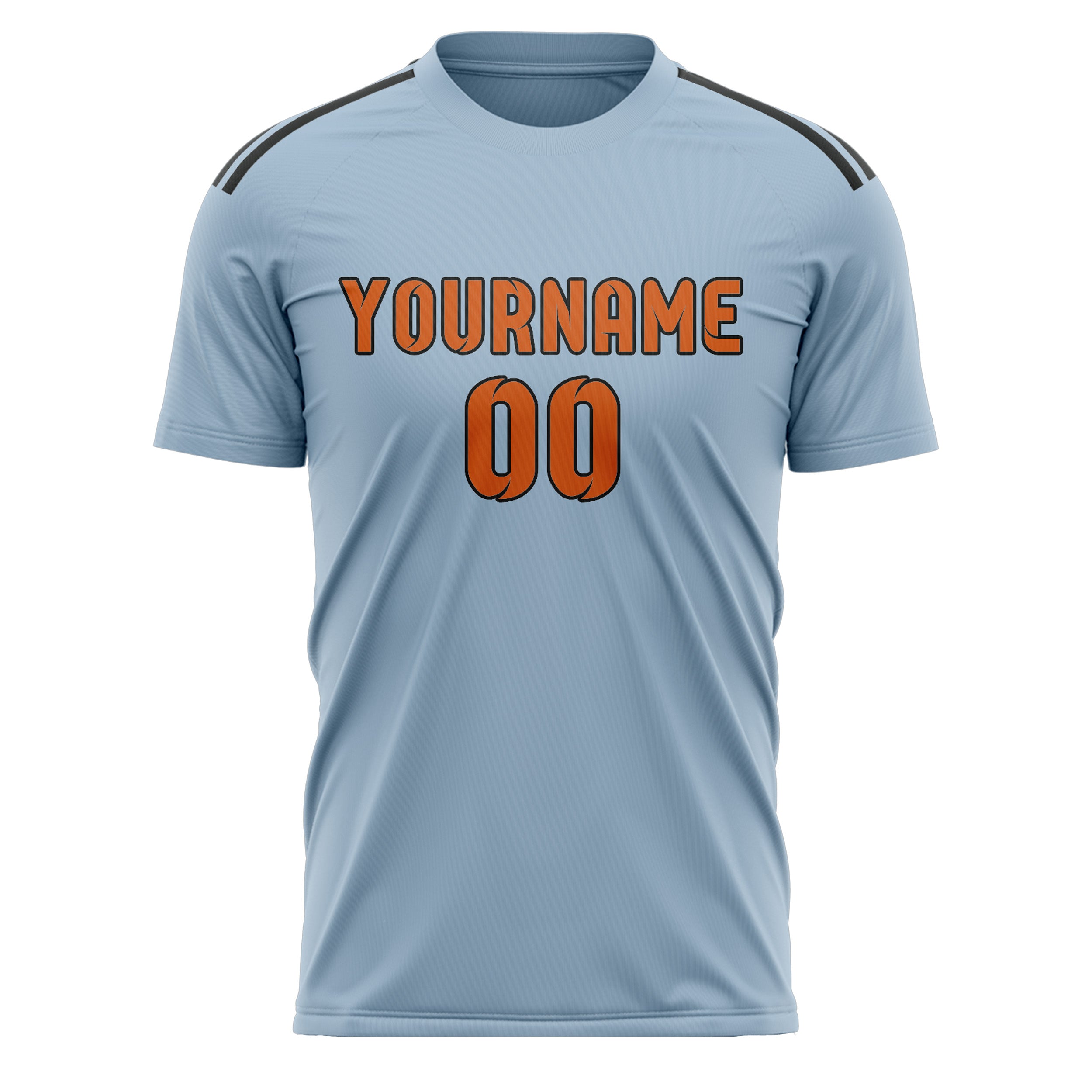 Maillot de football personnalisé bleu clair et orange