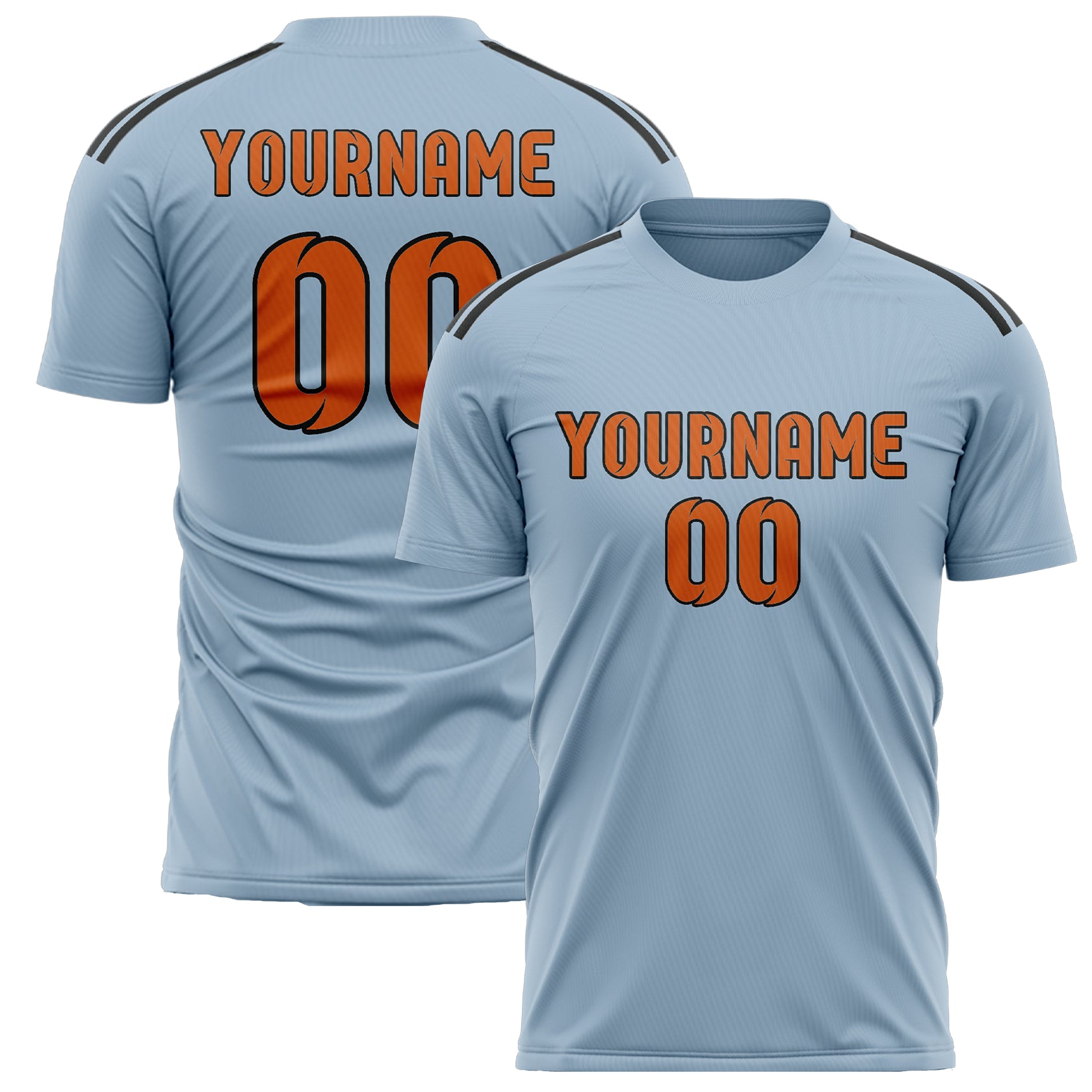 Maillot de football personnalisé bleu clair et orange