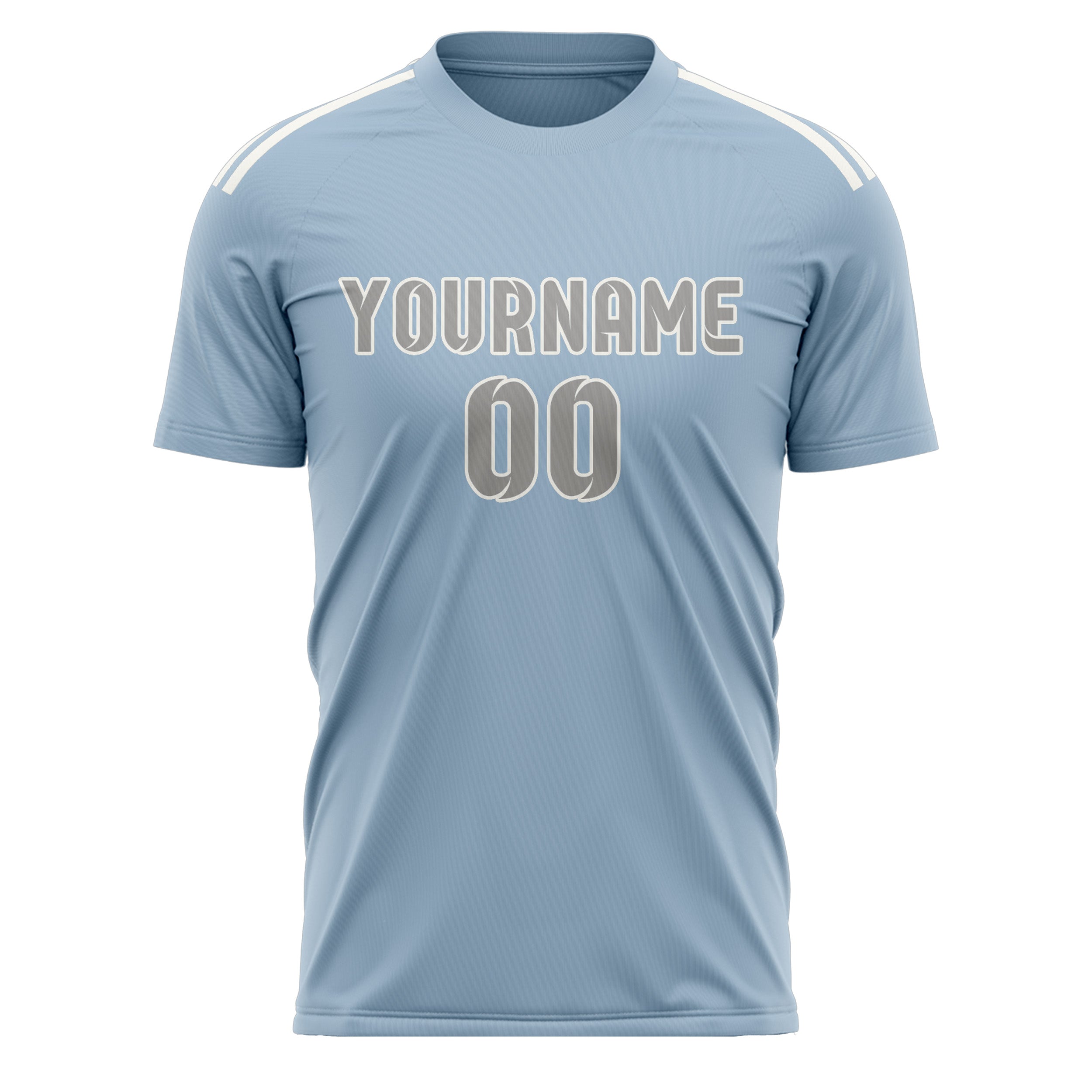 Maillot de football personnalisé bleu clair et gris