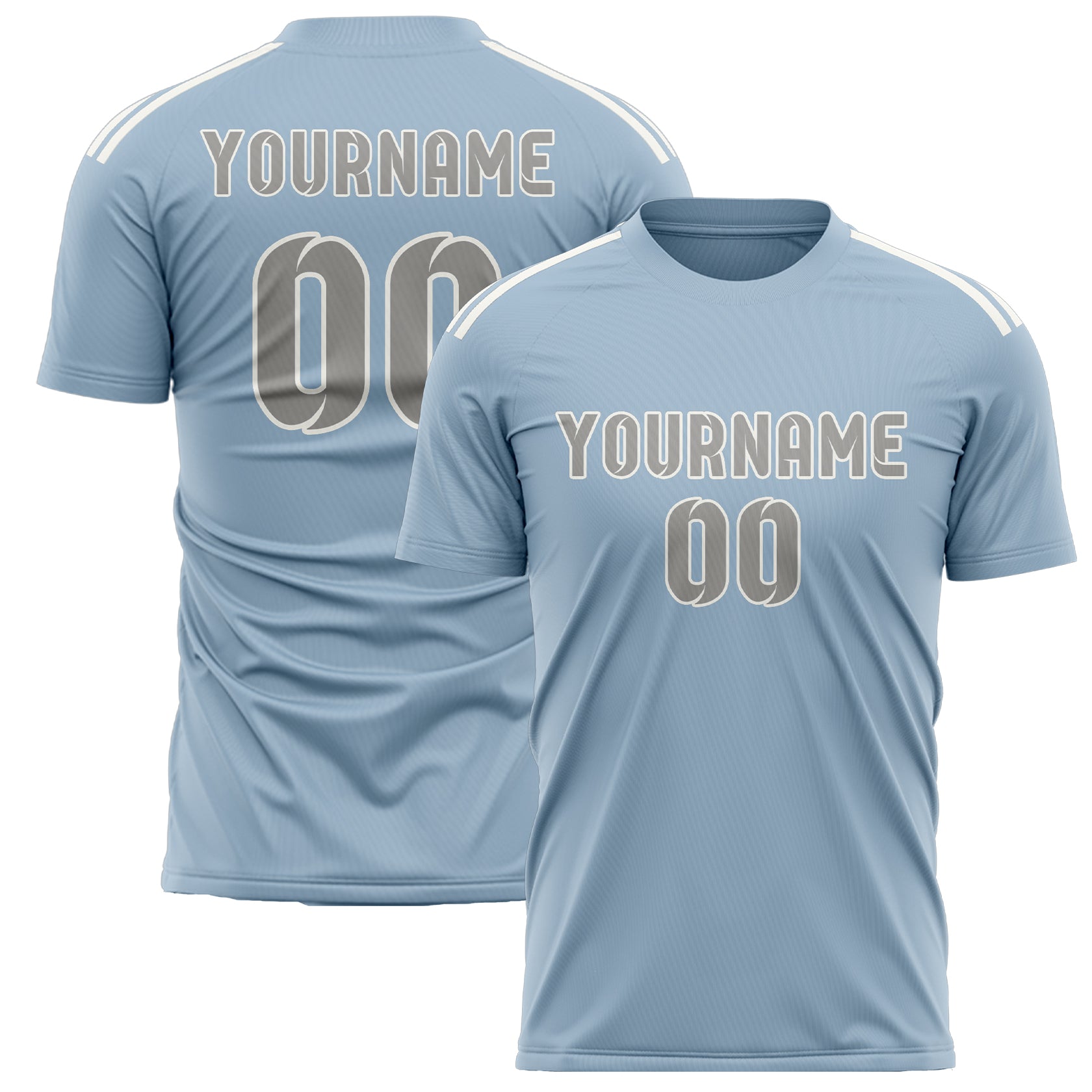 Maillot de football personnalisé bleu clair et gris