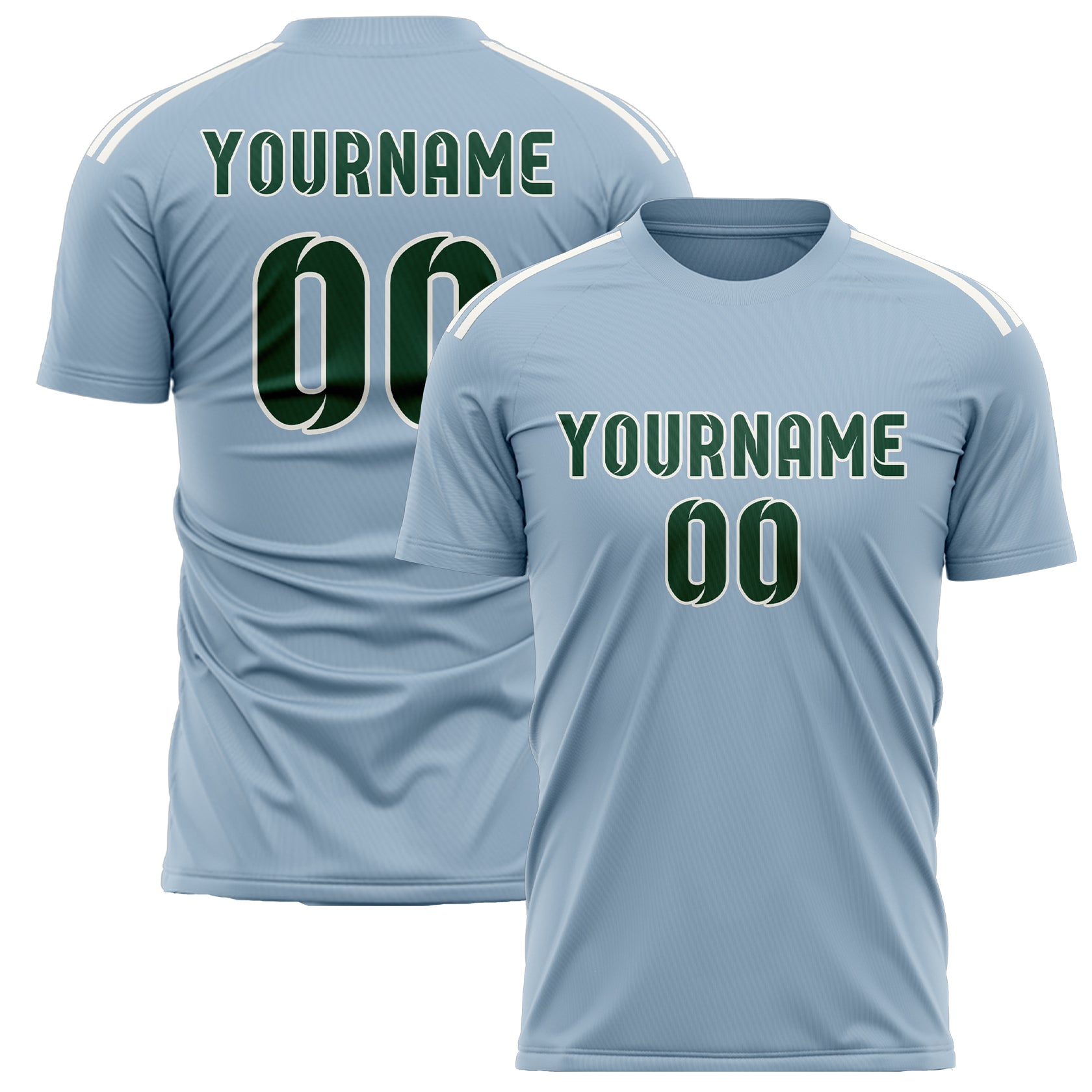 Maillot de football personnalisé bleu clair et vert