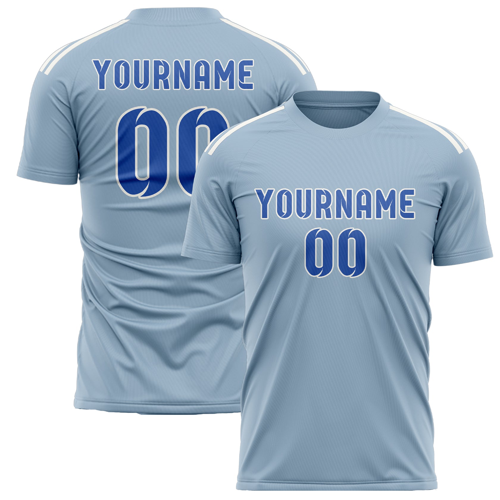 Maillot de football personnalisé bleu clair et bleu ciel