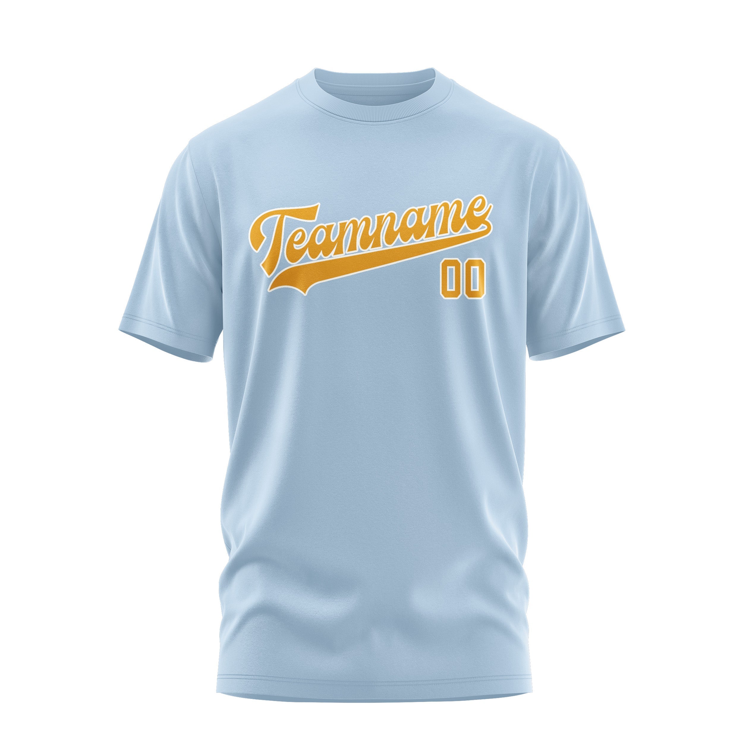 T-shirt personnalisé bleu clair et jaune