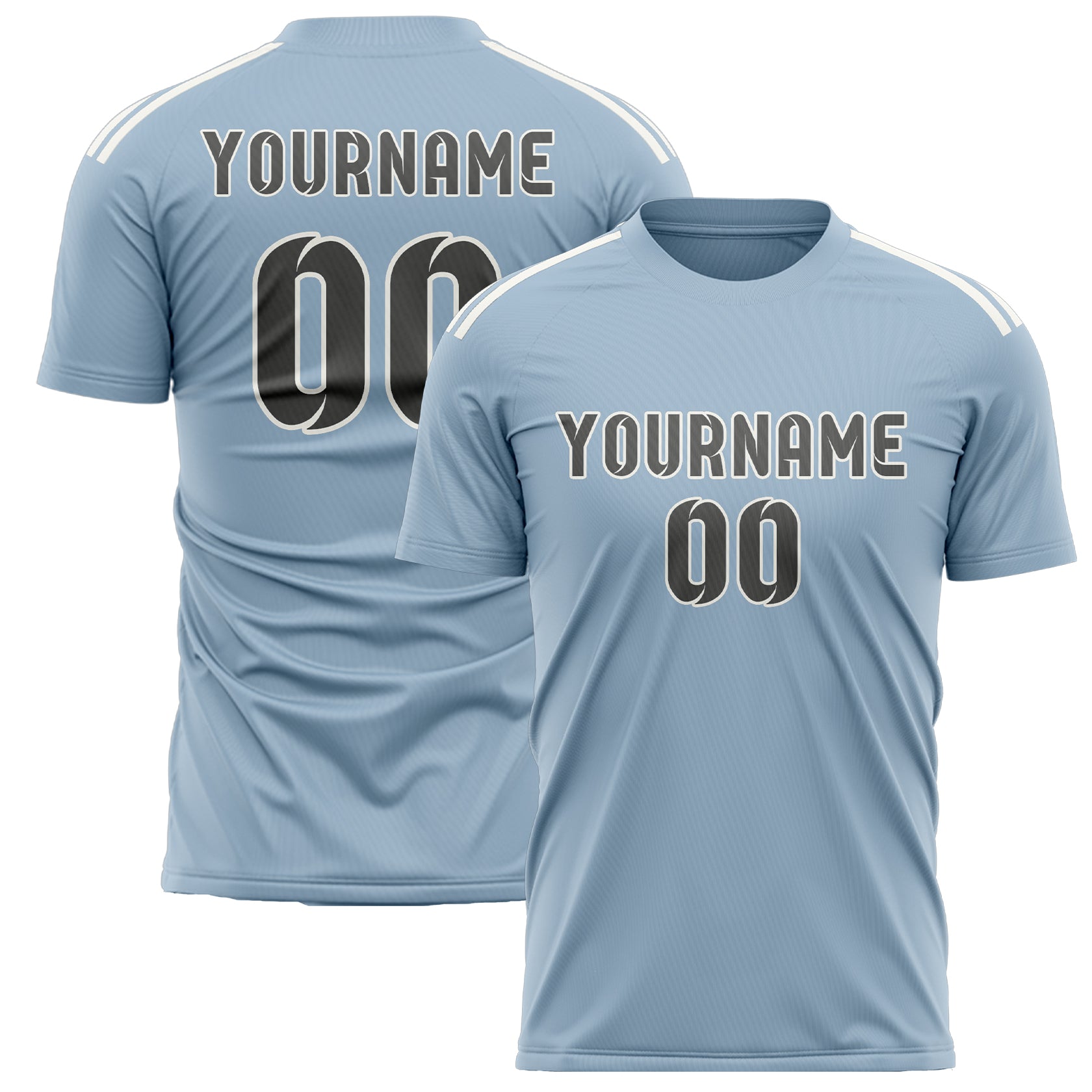 Maillot de football personnalisé bleu clair et gris foncé