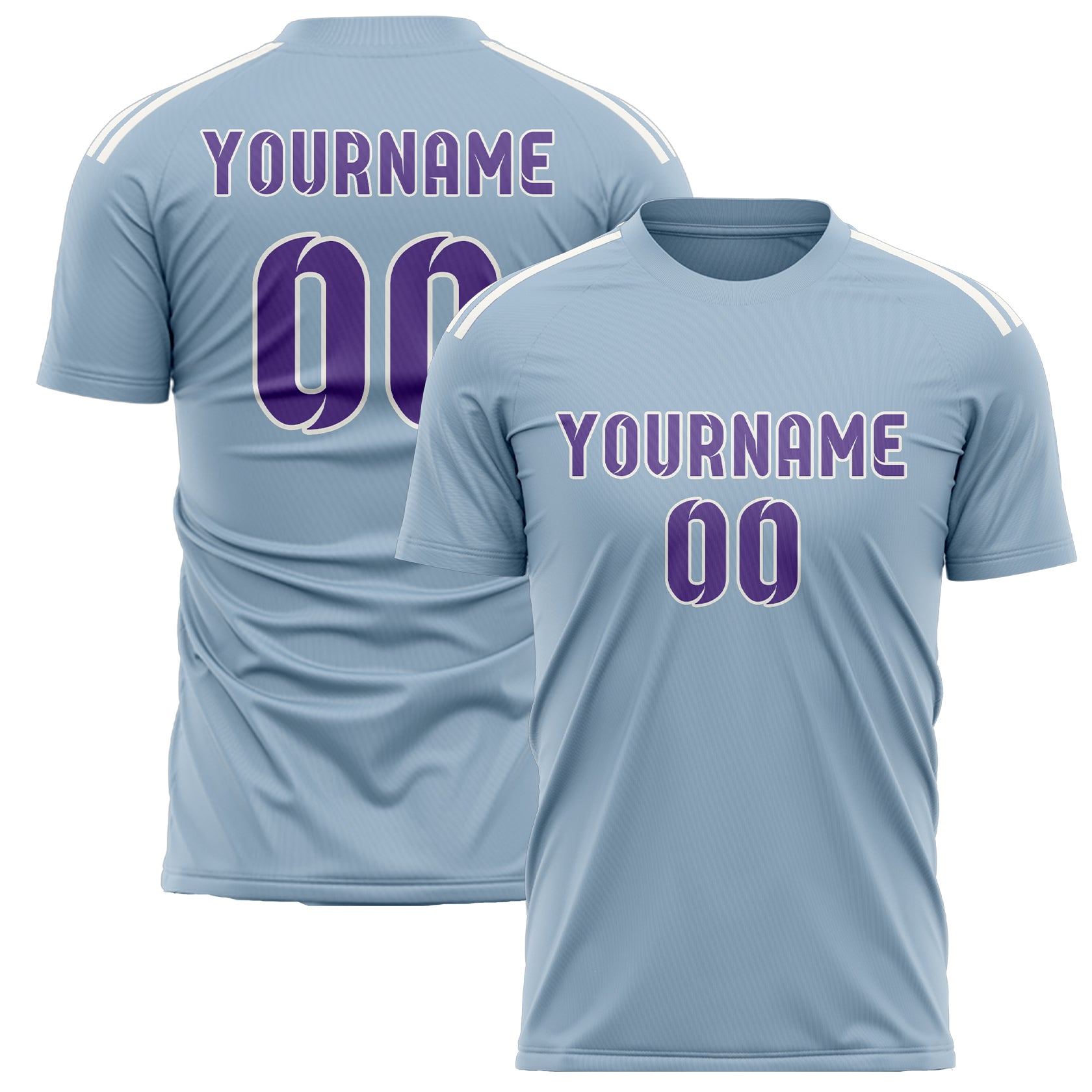 Maillot de football personnalisé bleu clair et violet clair