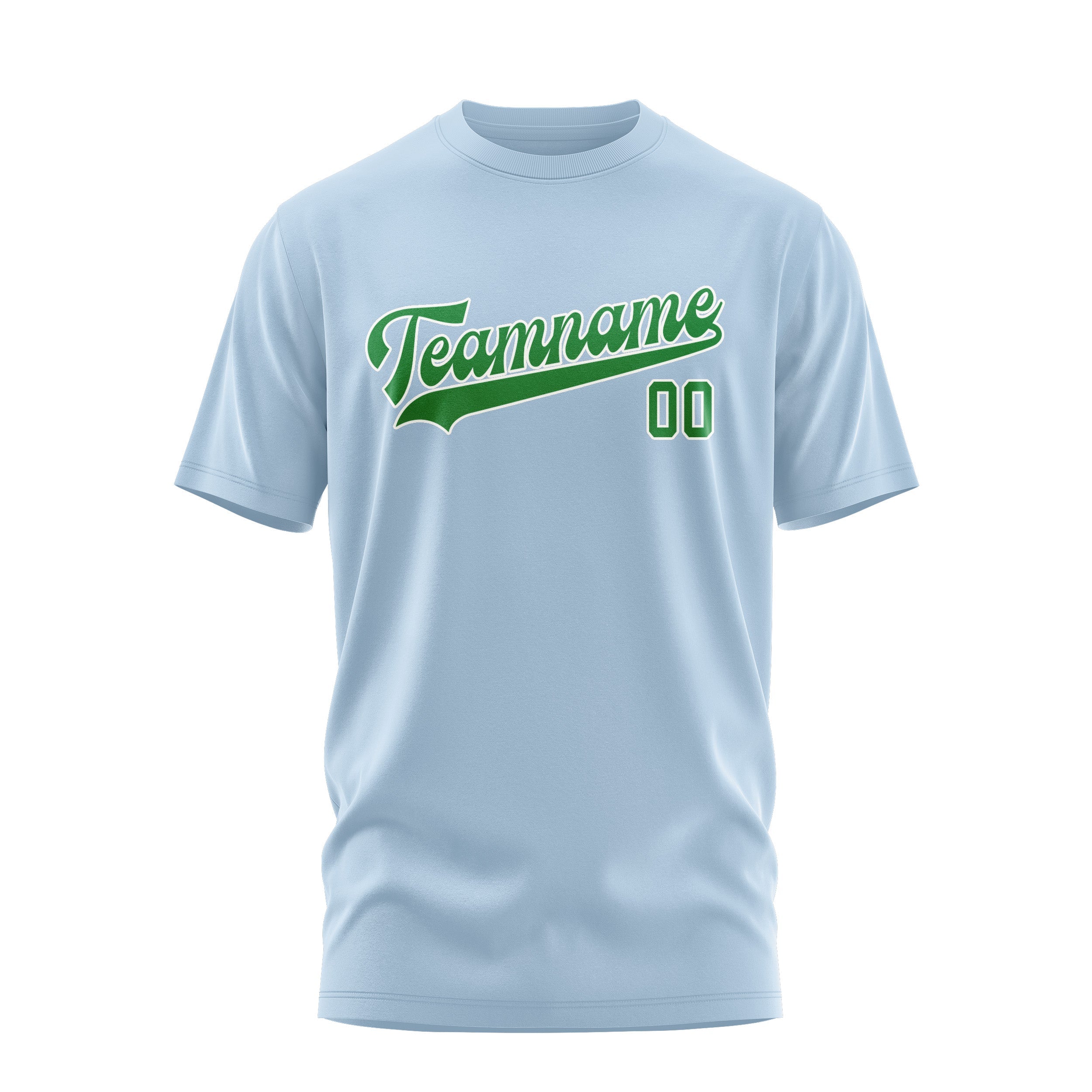 T-shirt personnalisé bleu clair et vert émeraude