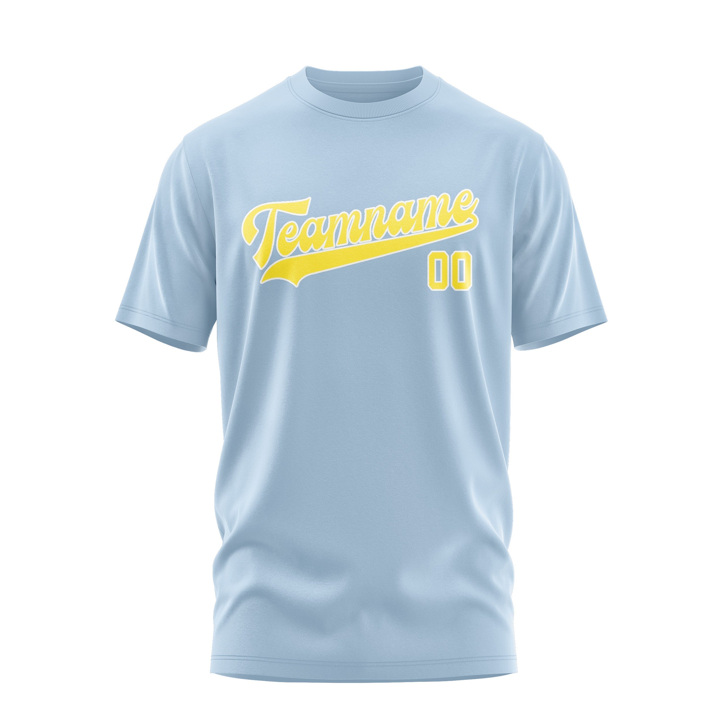 T-shirt personnalisé bleu clair et jaune clair
