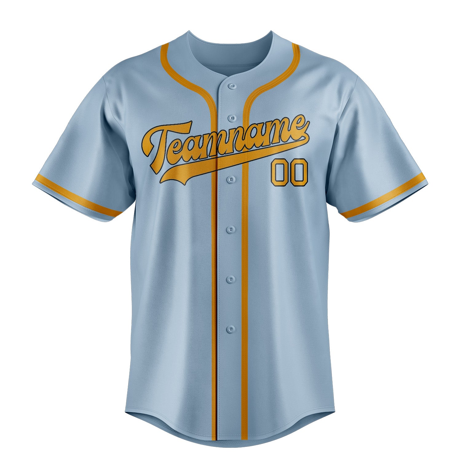 Maillot de baseball personnalisé bleu clair et jaune