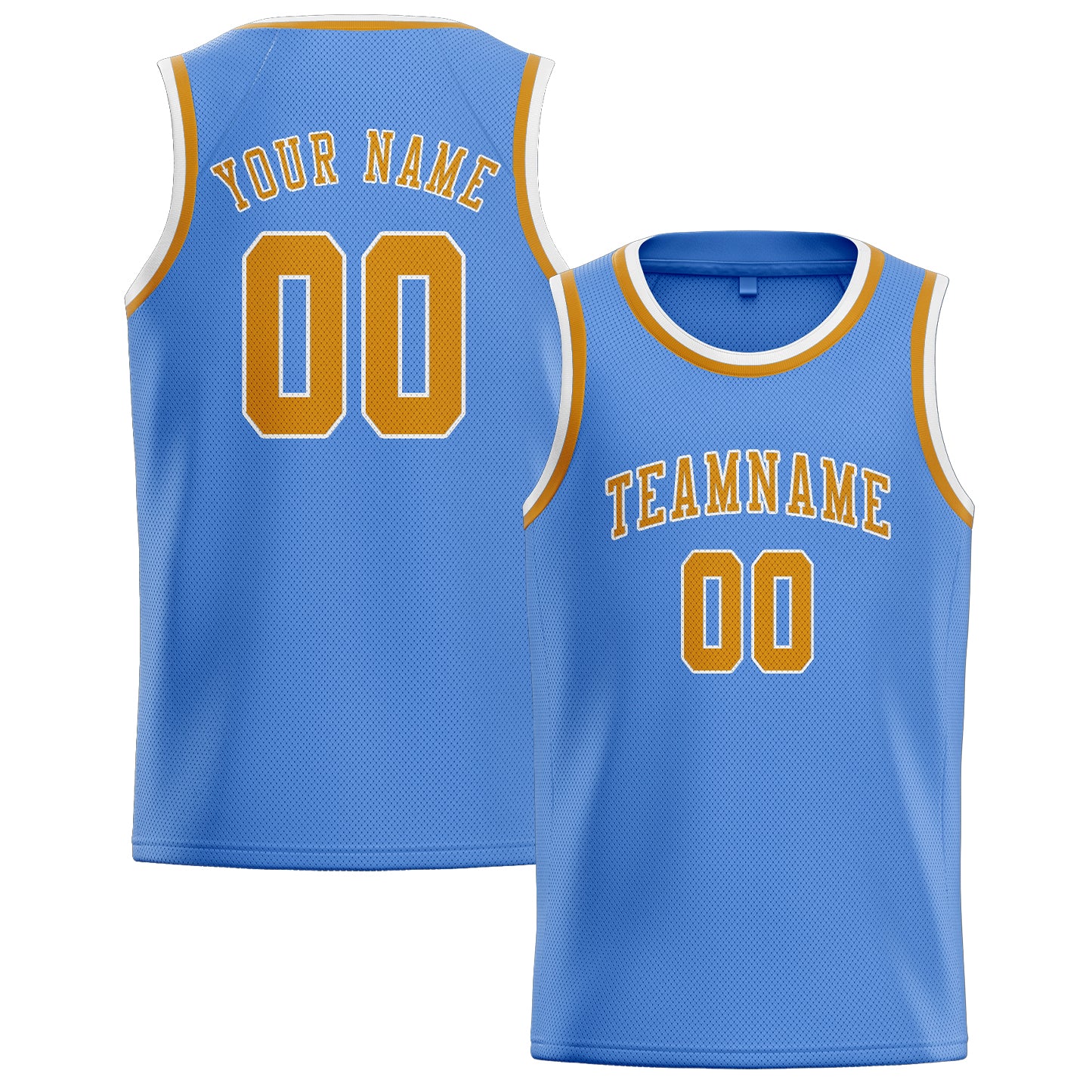 Maillot de basketball personnalisé bleu clair et jaune
