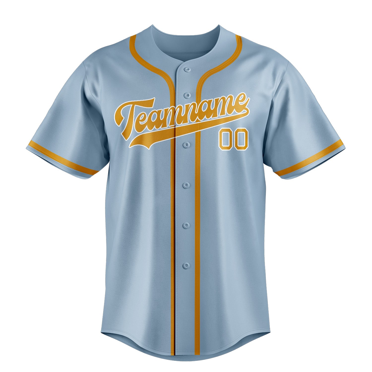 Maillot de baseball personnalisé bleu clair et jaune