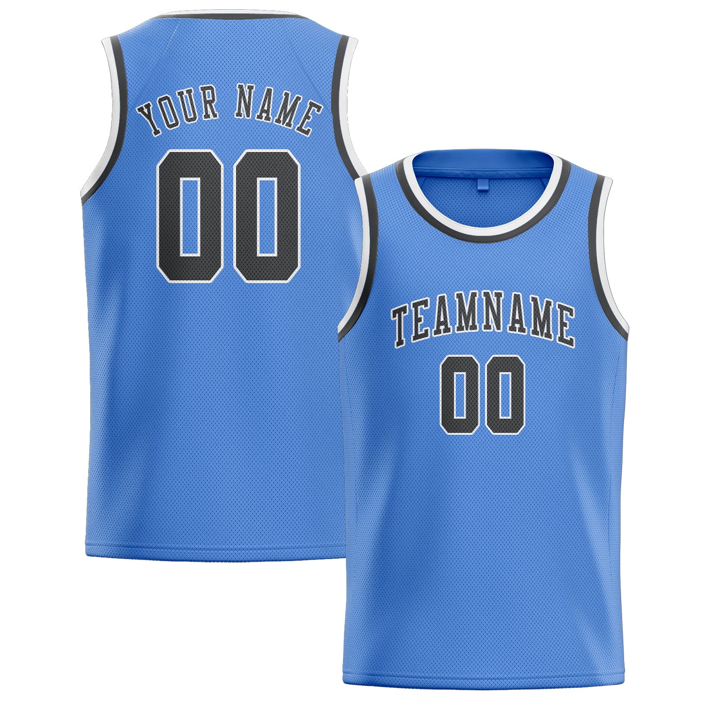 Maillot de basketball personnalisé bleu clair et gris foncé