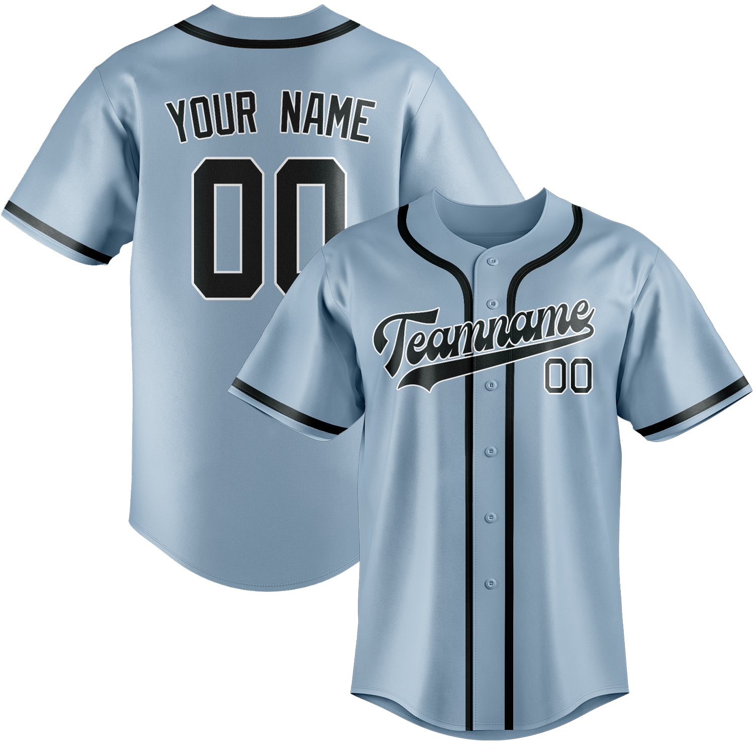 Maillot de baseball personnalisé bleu clair et gris foncé