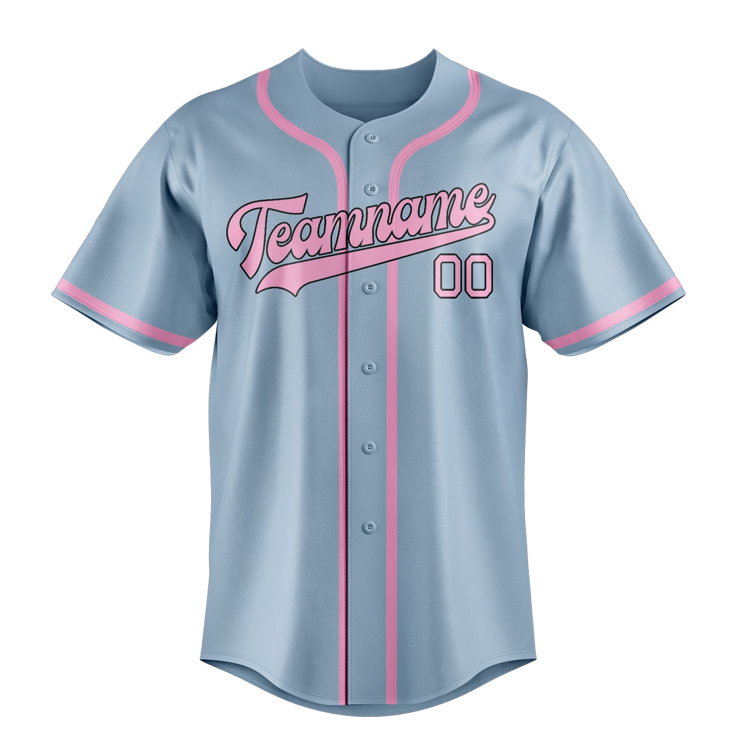 Maillot de baseball personnalisé bleu clair et rose clair
