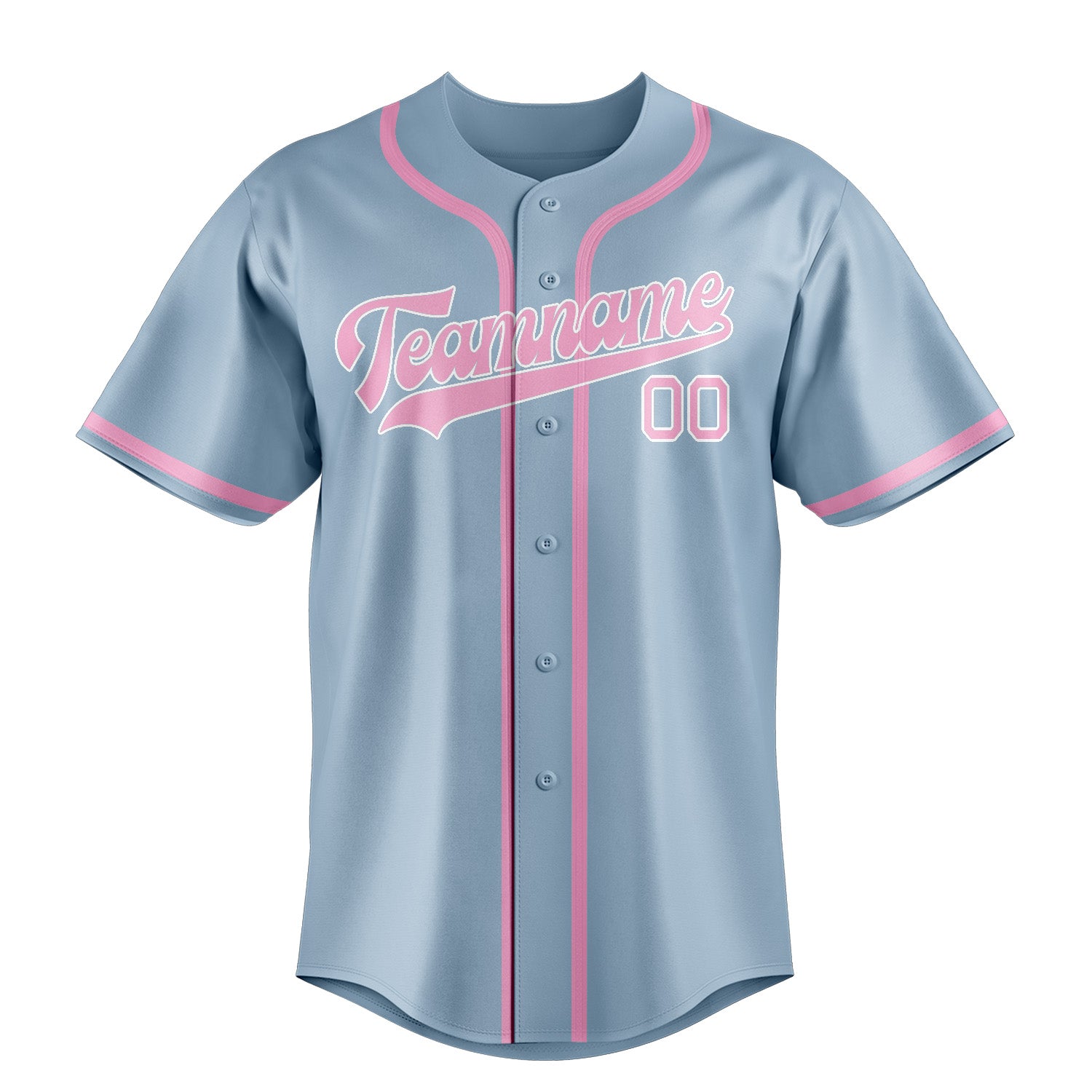 Maillot de baseball personnalisé bleu clair et rose clair