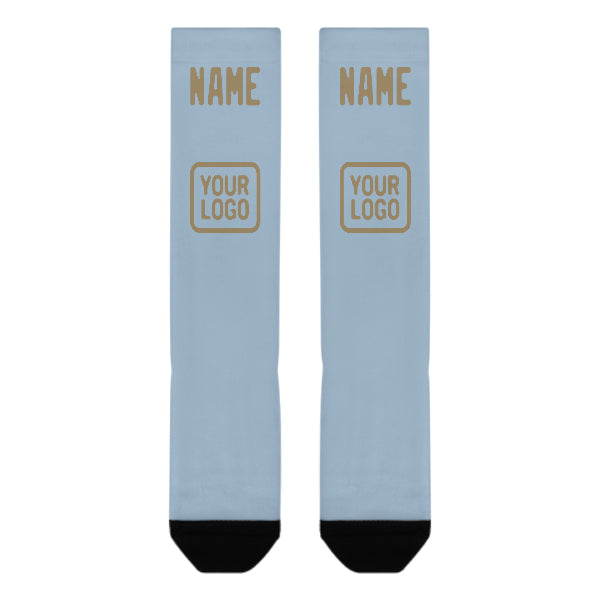 Chaussettes hautes personnalisées bleu clair et kaki clair
