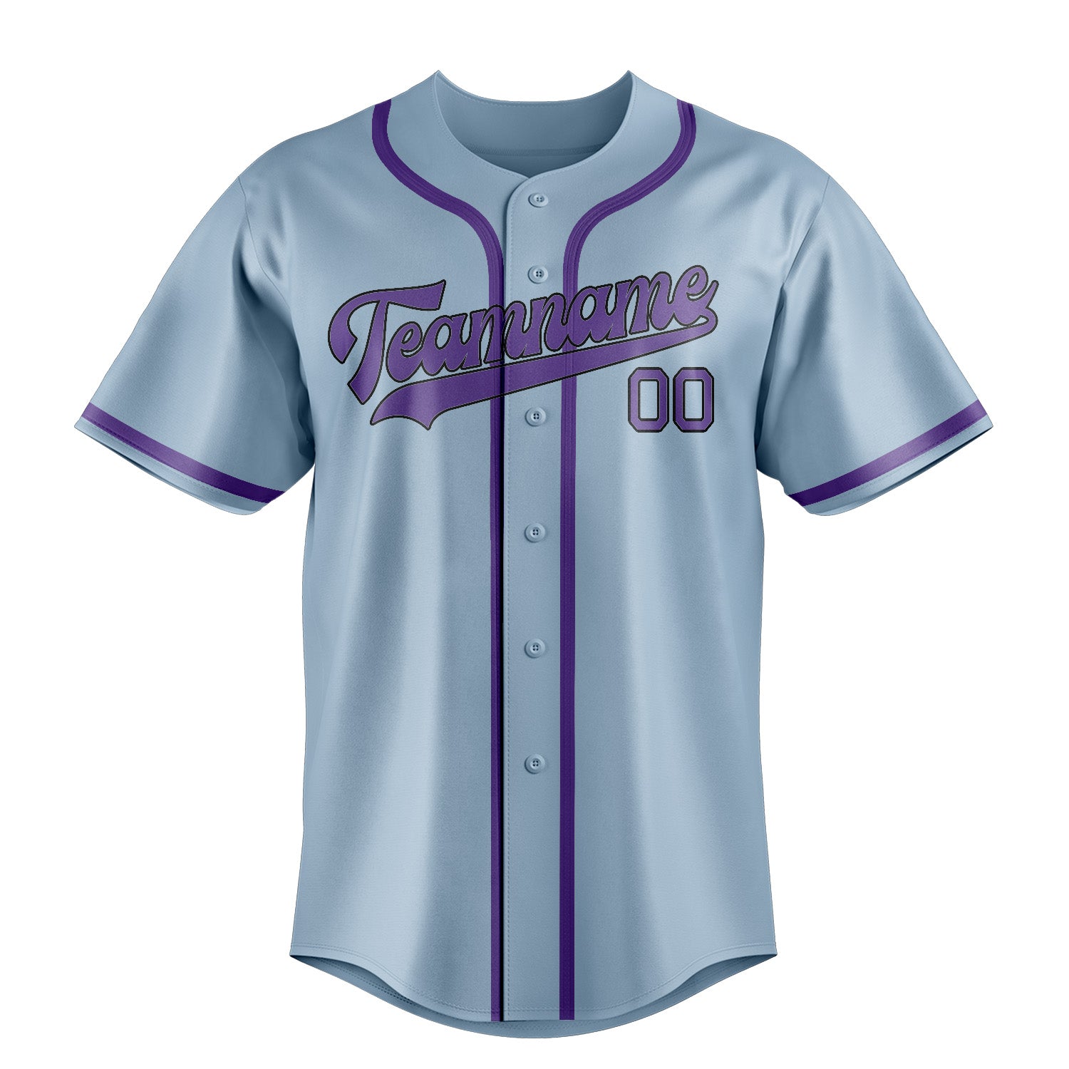Maillot de baseball personnalisé bleu clair et violet clair