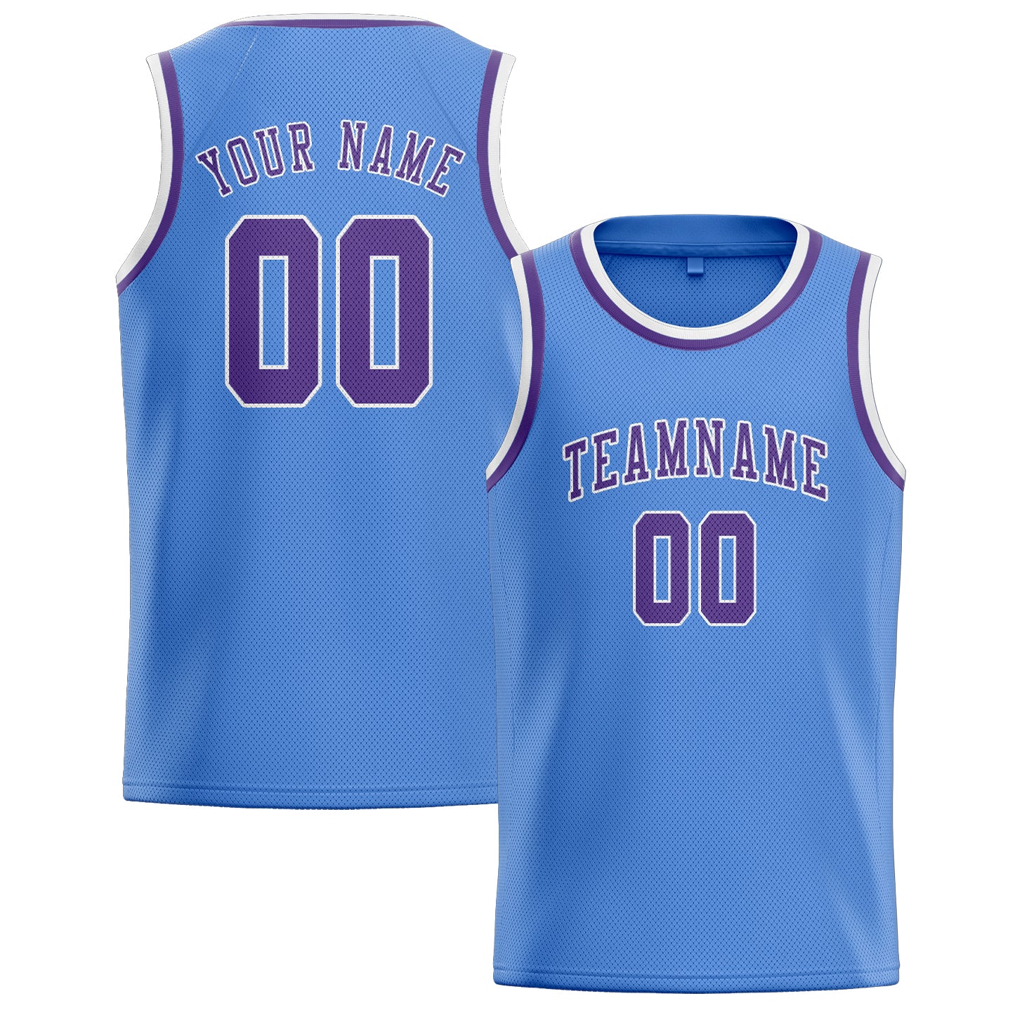 Maillot de basketball personnalisé bleu clair et violet clair