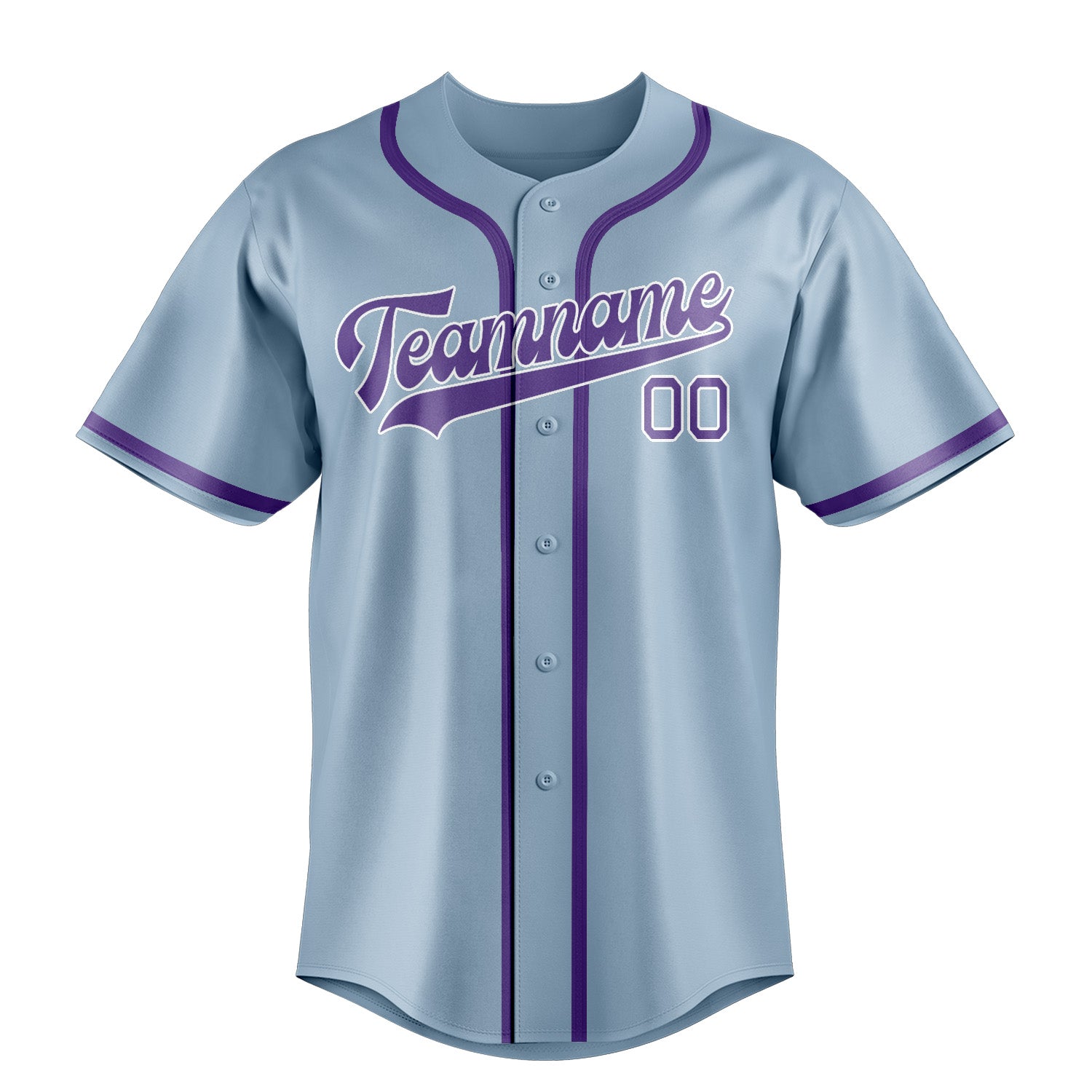 Maillot de baseball personnalisé bleu clair et violet clair
