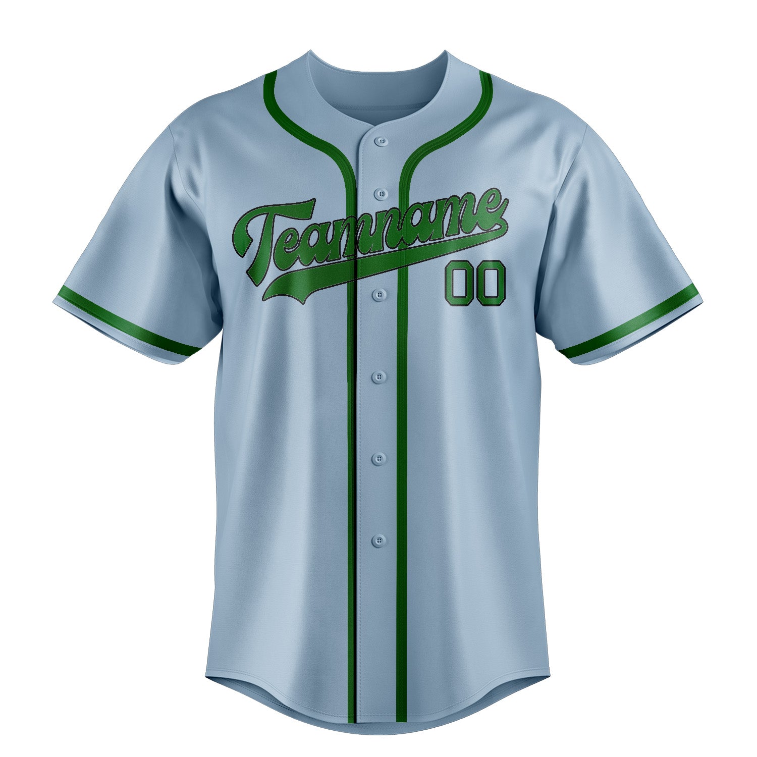 Maillot de baseball personnalisé bleu clair et vert émeraude