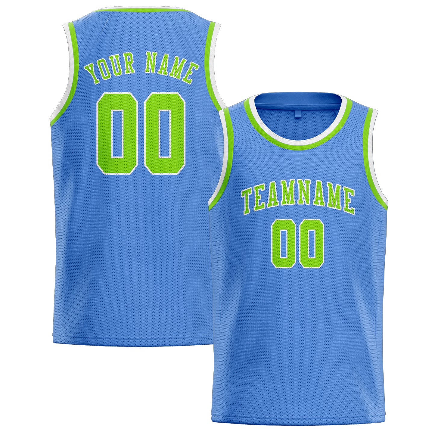 Maillot de basketball personnalisé bleu clair et vert émeraude