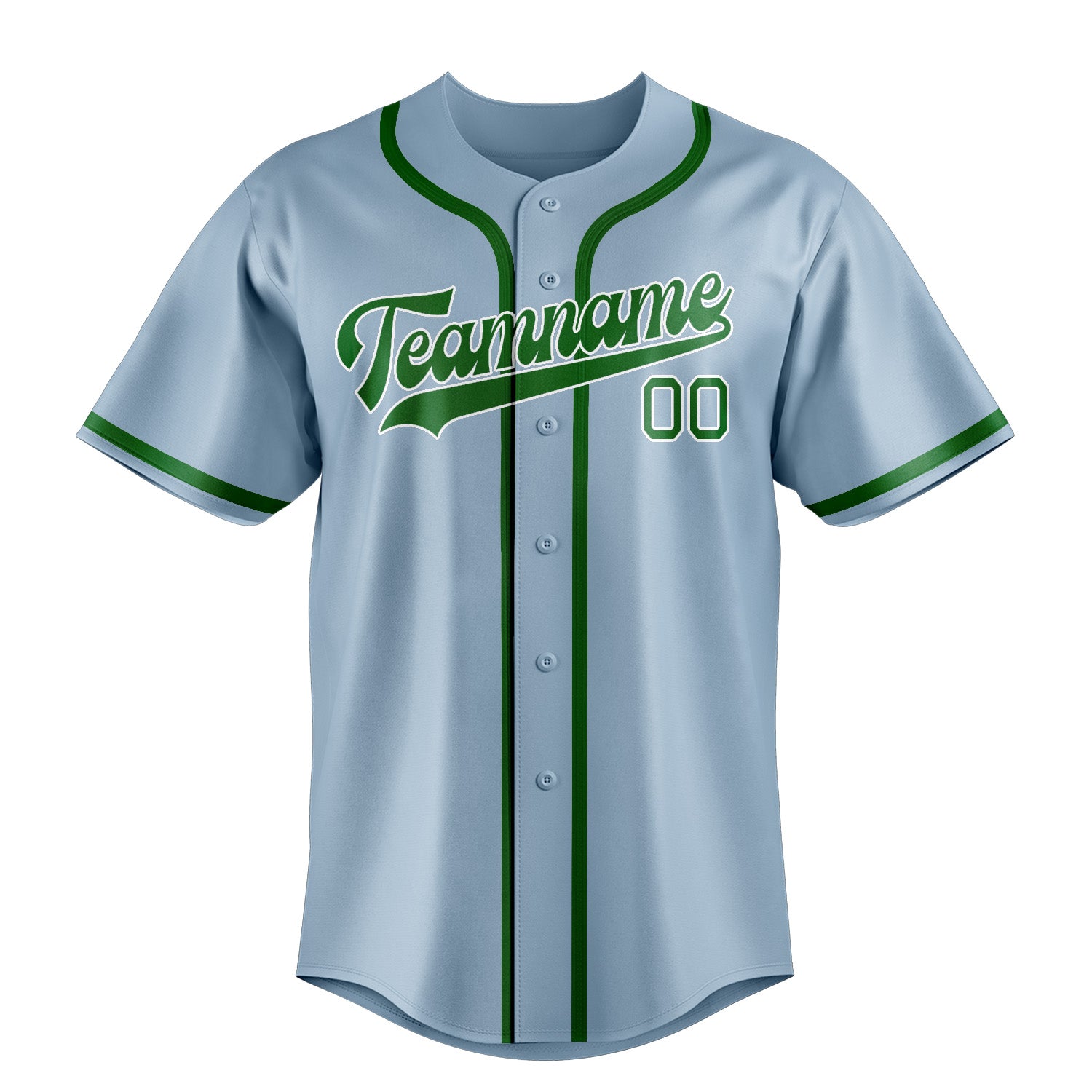 Maillot de baseball personnalisé bleu clair et vert émeraude