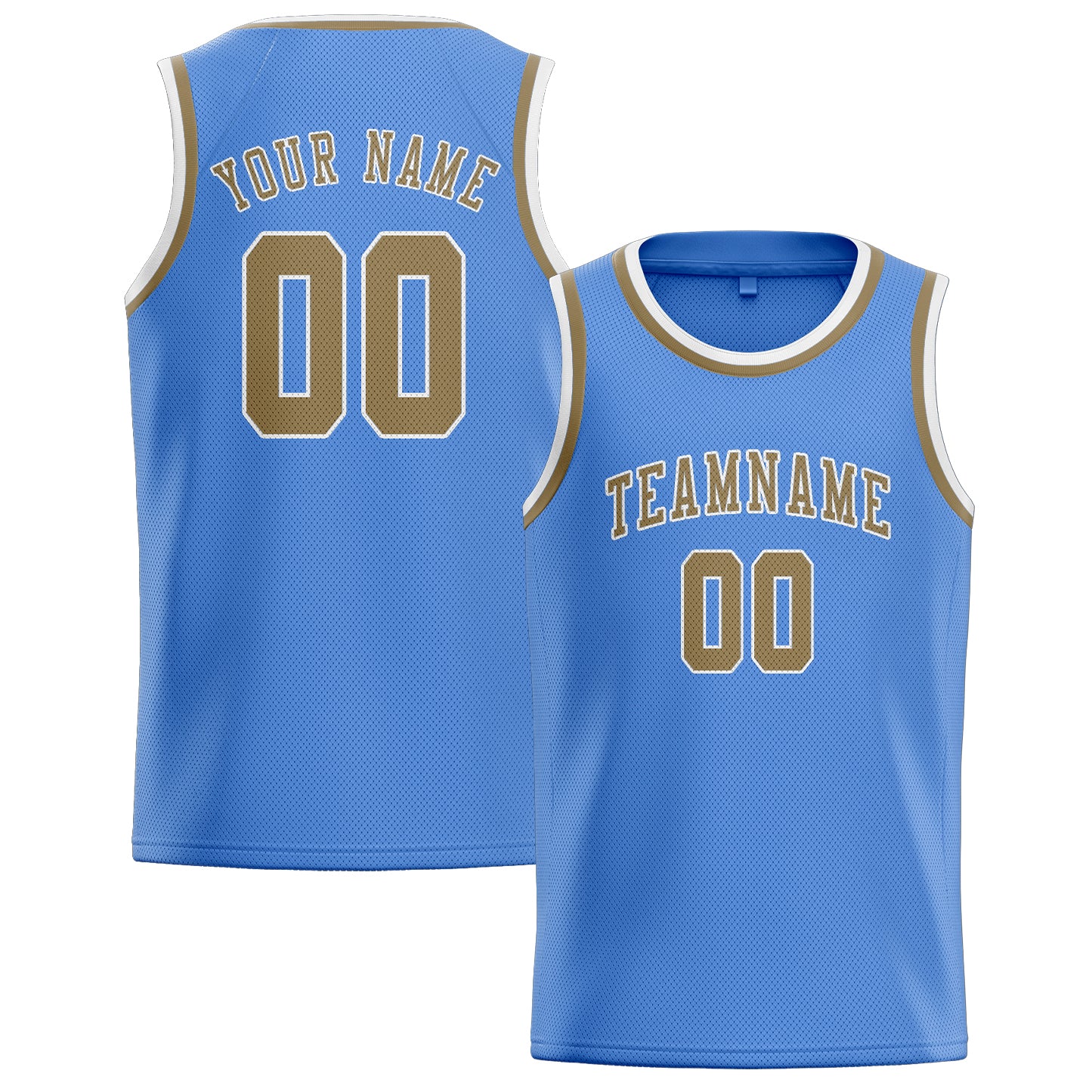 Maillot de basketball personnalisé bleu clair kaki clair