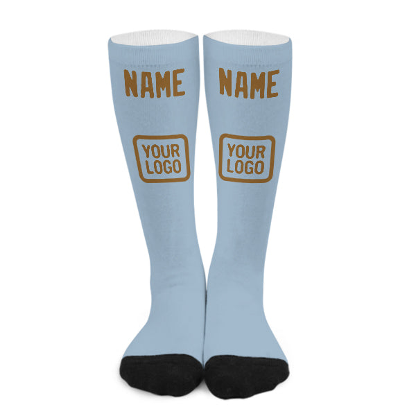 Chaussettes hautes kaki bleu clair personnalisées