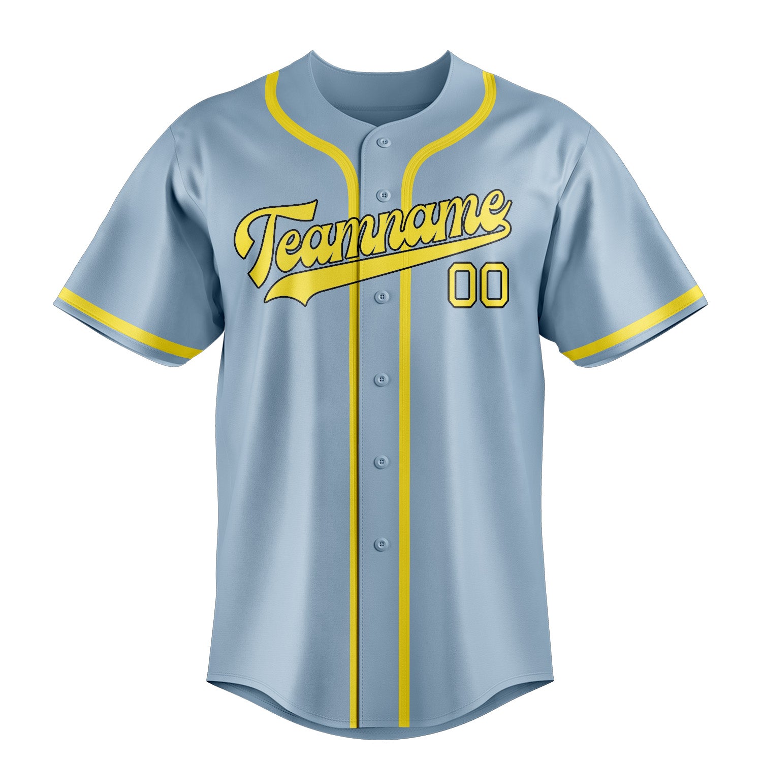 Maillot de baseball personnalisé bleu clair et jaune clair