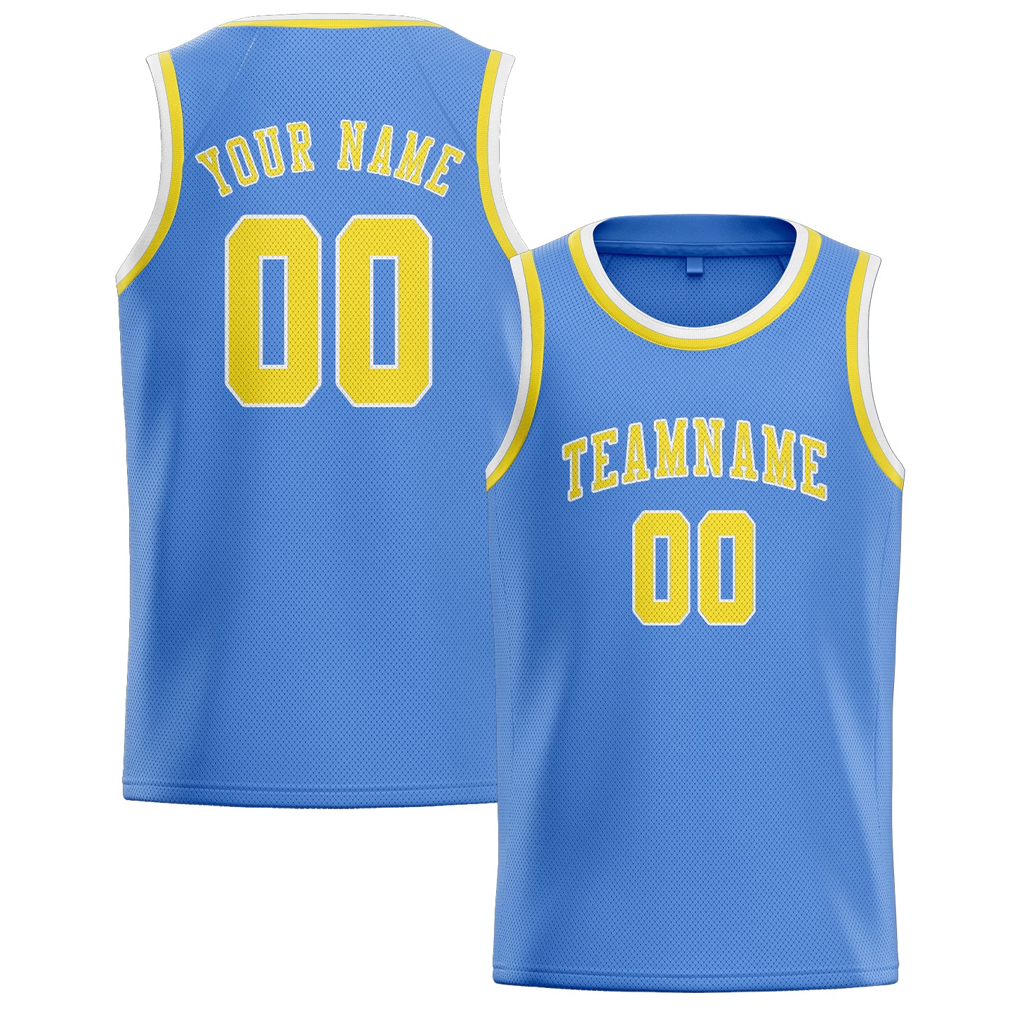 Maillot de basketball personnalisé bleu clair et jaune clair