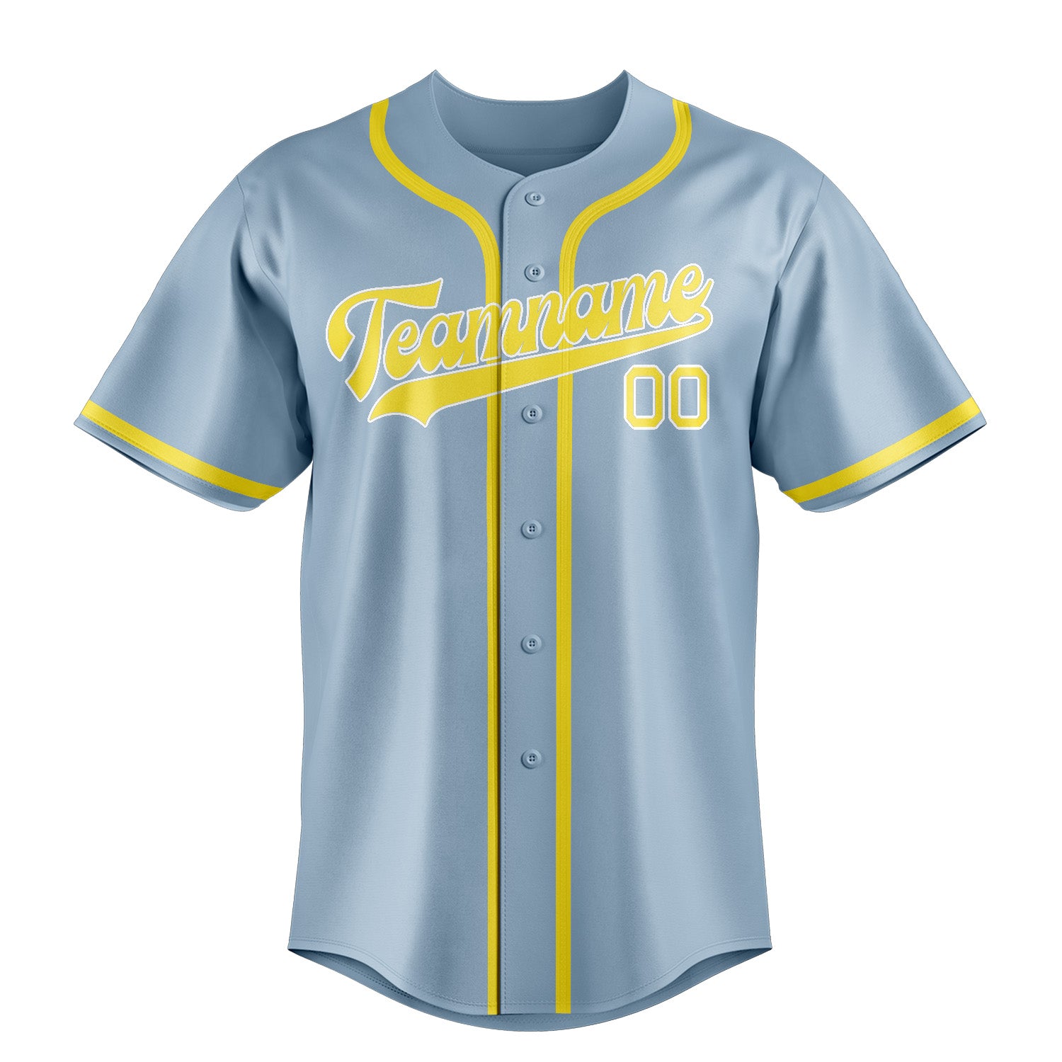 Maillot de baseball personnalisé bleu clair et jaune clair