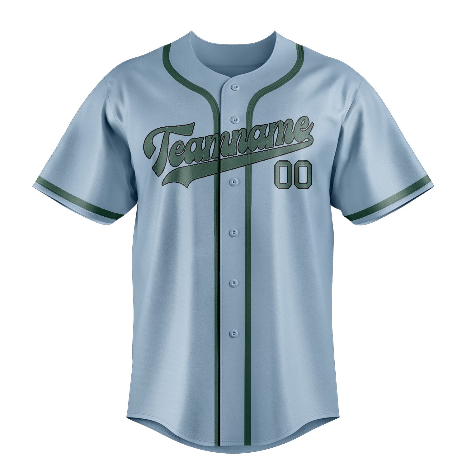 Maillot de baseball personnalisé bleu clair, bleu et vert