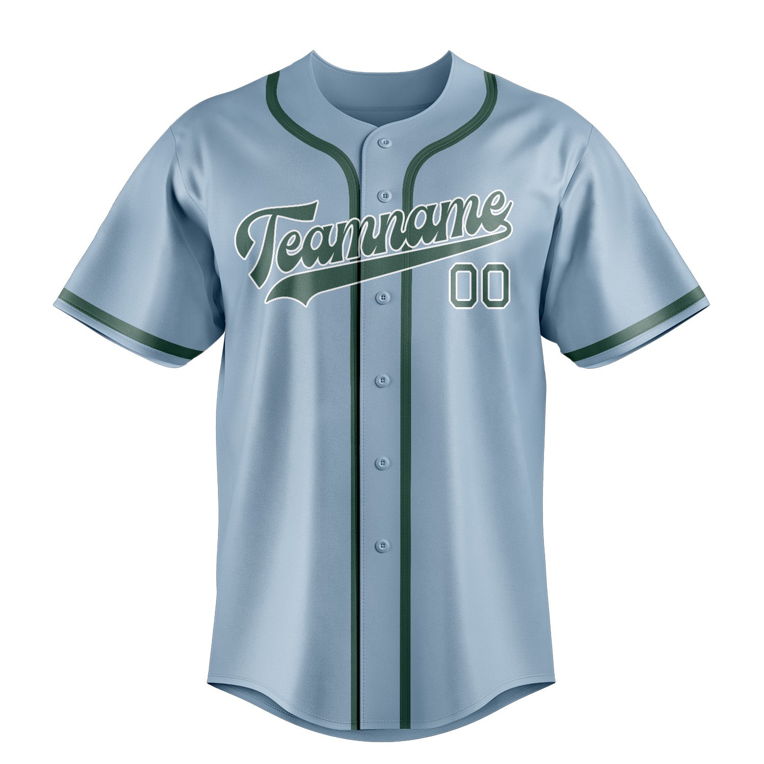 Maillot de baseball personnalisé bleu clair, bleu et vert